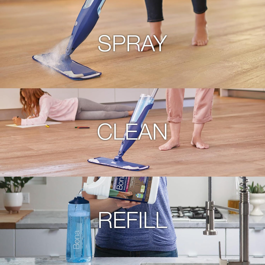 Bona® Hardwood Floor Cleaner Spray - 32 fl oz - Cedar Wood - Includes Filled Bottle + Concentrate Refill for Hardwood Floor Cleaning