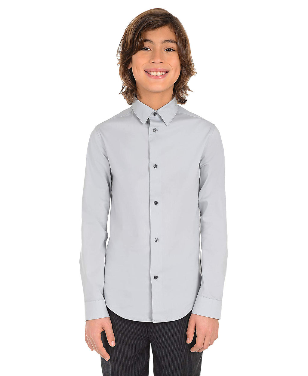Calvin Klein boys Long Sleeve Sateen Dress Shirt, Button-down Style With Cuffs & Shirttail Hem