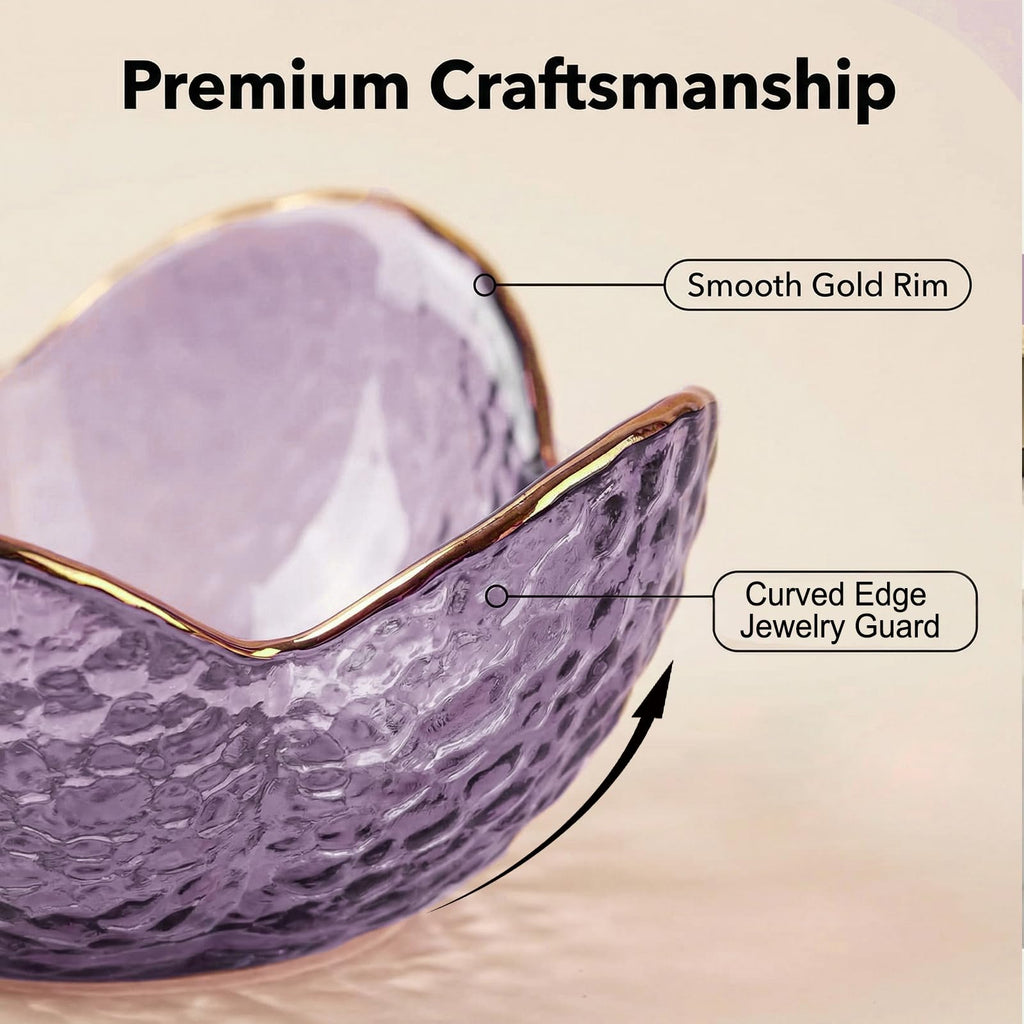 Gifts for Women Trinket Dish Flower Jewelry Dish Pink Glass Ring Holder Jewellery Tray Cute Room Decor Aesthetic Bedroom Accessories Unique Birthday New Home Mothers Day Gifts for Women Friends(2 pcs)
