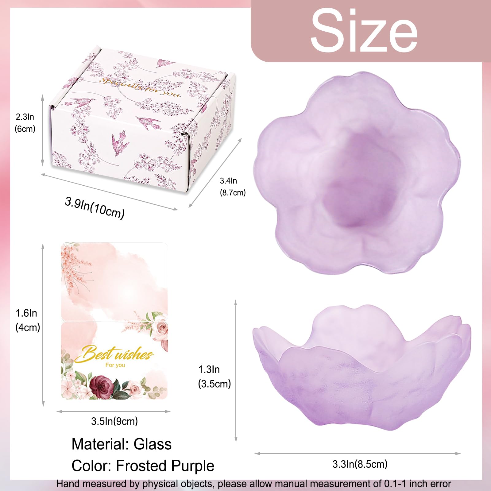 Gifts for Women Trinket Dish Flower Jewelry Dish Pink Glass Ring Holder Jewellery Tray Cute Room Decor Aesthetic Bedroom Accessories Unique Birthday New Home Mothers Day Gifts for Women Friends(2 pcs)