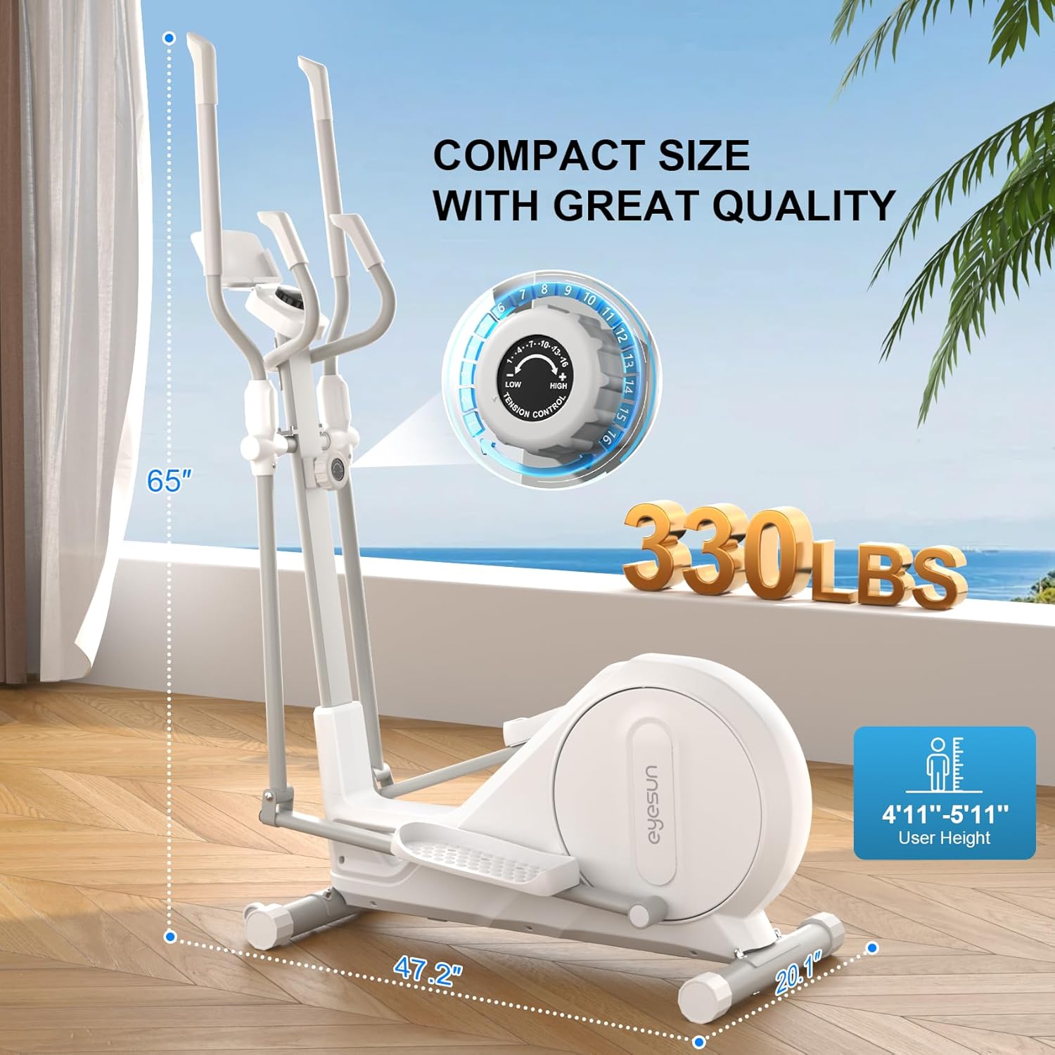 Elliptical Training Machine, Elliptical Machine for Home with Hyper-Quiet Magnetic Driving System,16-Level Resistance & Easy to Store, Portable Home Exercise Equipment with 300LBS Weight Capacity