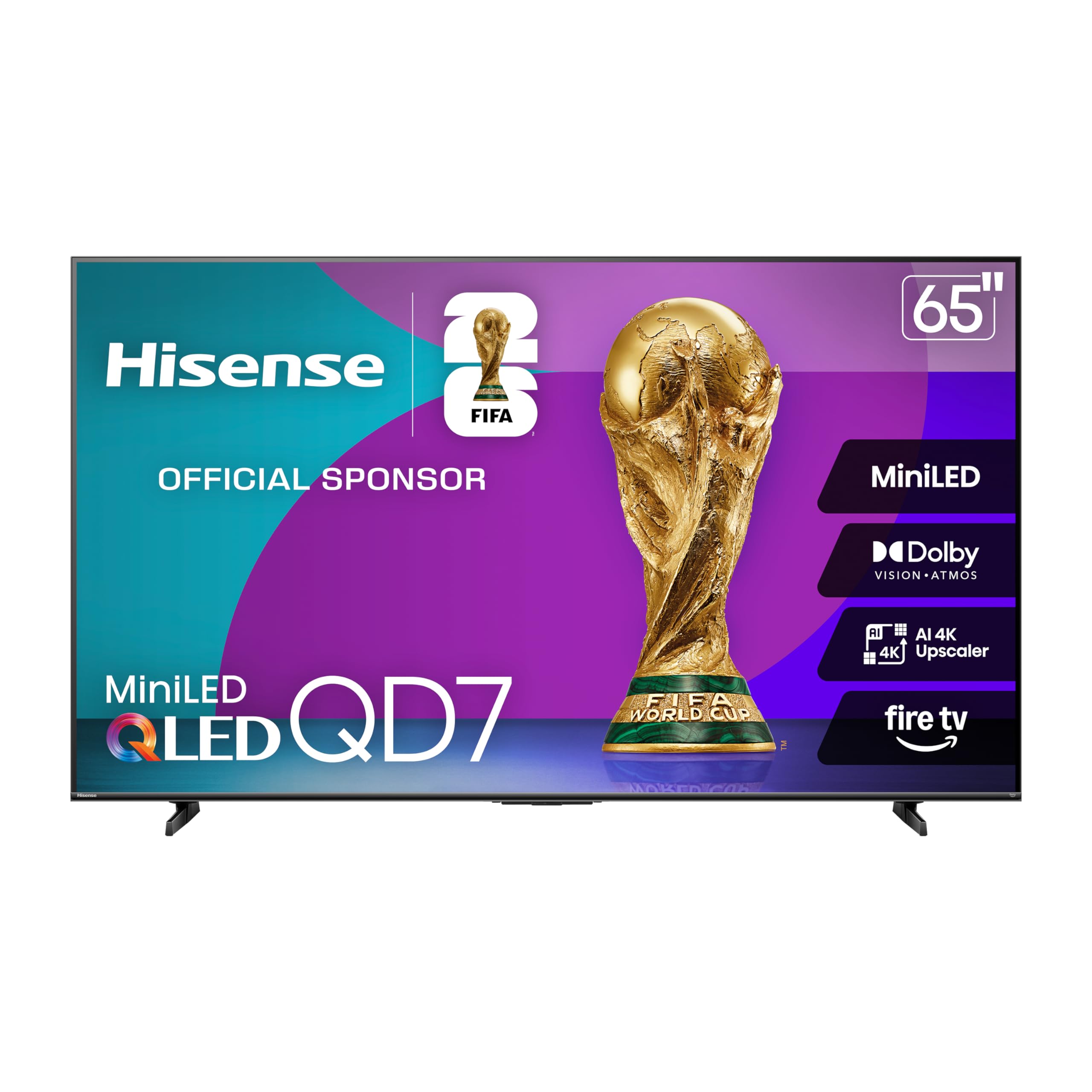 Hisense 85" Class QD7 Series Mini-LED 4K UHD Smart Fire TV (85QD7QF, 2025 Model) - QLED, Native 144hz, HDR10+, Dolby Vision, Dolby Atmos, Game Mode Pro, ALLM, Alexa Built in with Voice Remote, MEMC