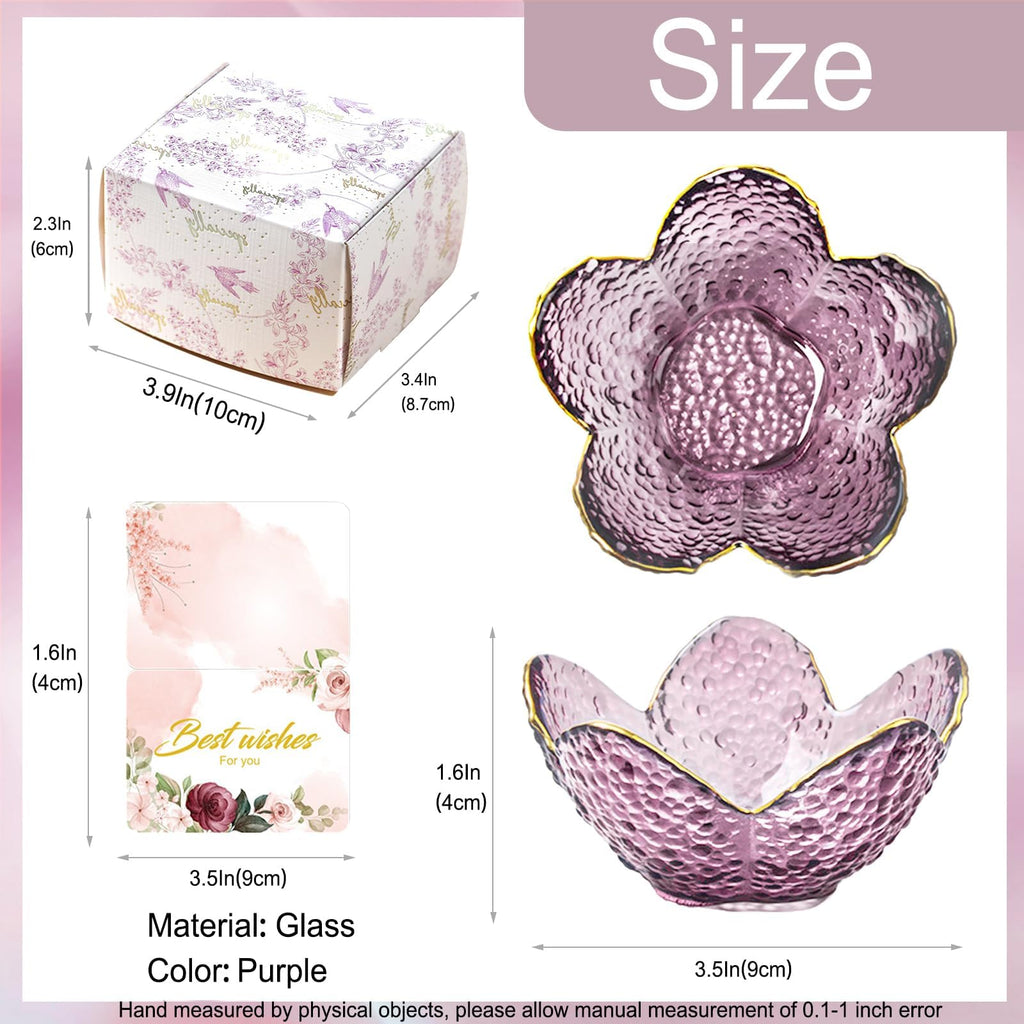 Gifts for Women Trinket Dish Flower Jewelry Dish Pink Glass Ring Holder Jewellery Tray Cute Room Decor Aesthetic Bedroom Accessories Unique Birthday New Home Mothers Day Gifts for Women Friends(2 pcs)
