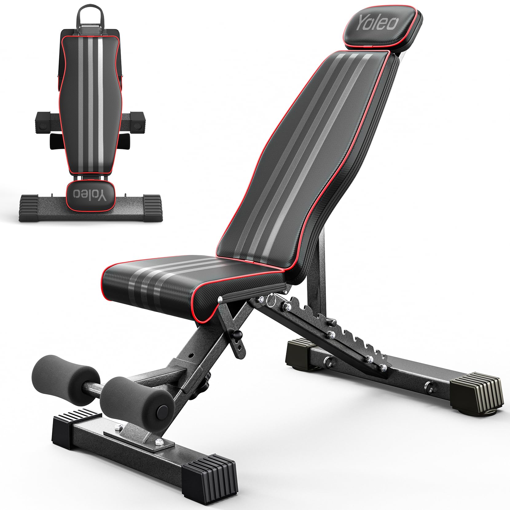 YOLEO Adjustable Weight Bench for Home Gym, ASTM-Certified 827LBS, 98% Pre-Assembled, Foldable Gym Bench with 84 Positions Incline Decline Flat, Wider Seat
