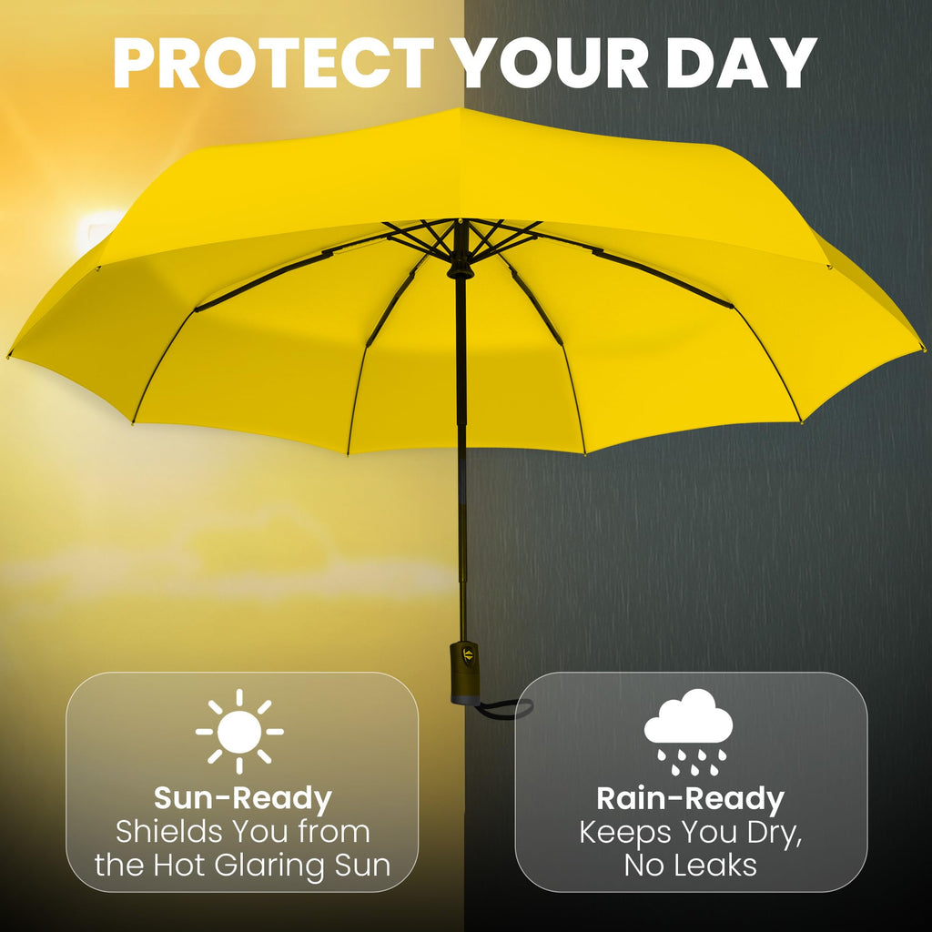 Rain-Mate Windproof Compact Umbrellas for Rain - Strong Reinforced Fiberglass Rib Design & Auto Open & Close - Portable Folding Travel Umbrella - Lightweight & Packable for Women & Men, Easy Collapse