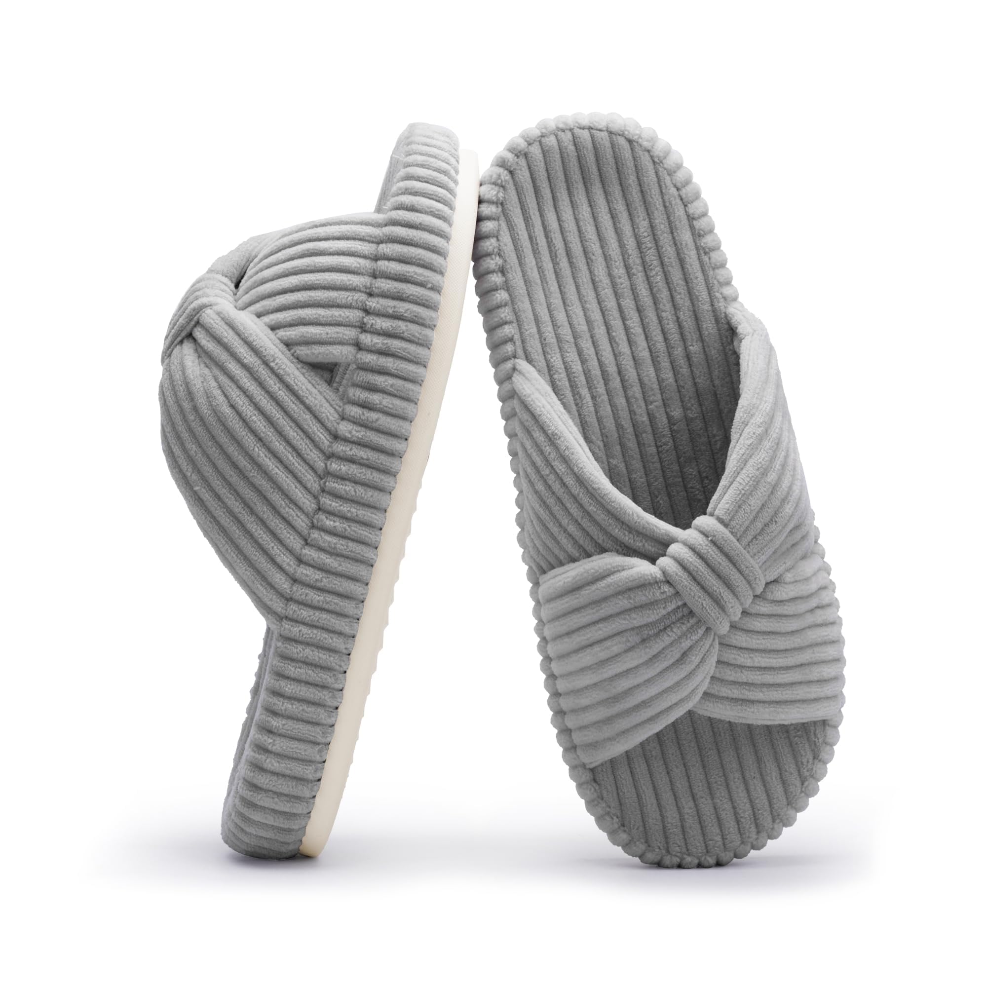 Chantomoo Slippers for Women Memory Foam House Bedroom Corduroy Bow Crossbands Slipper Shoes Comfy Trendy Gift Slippers