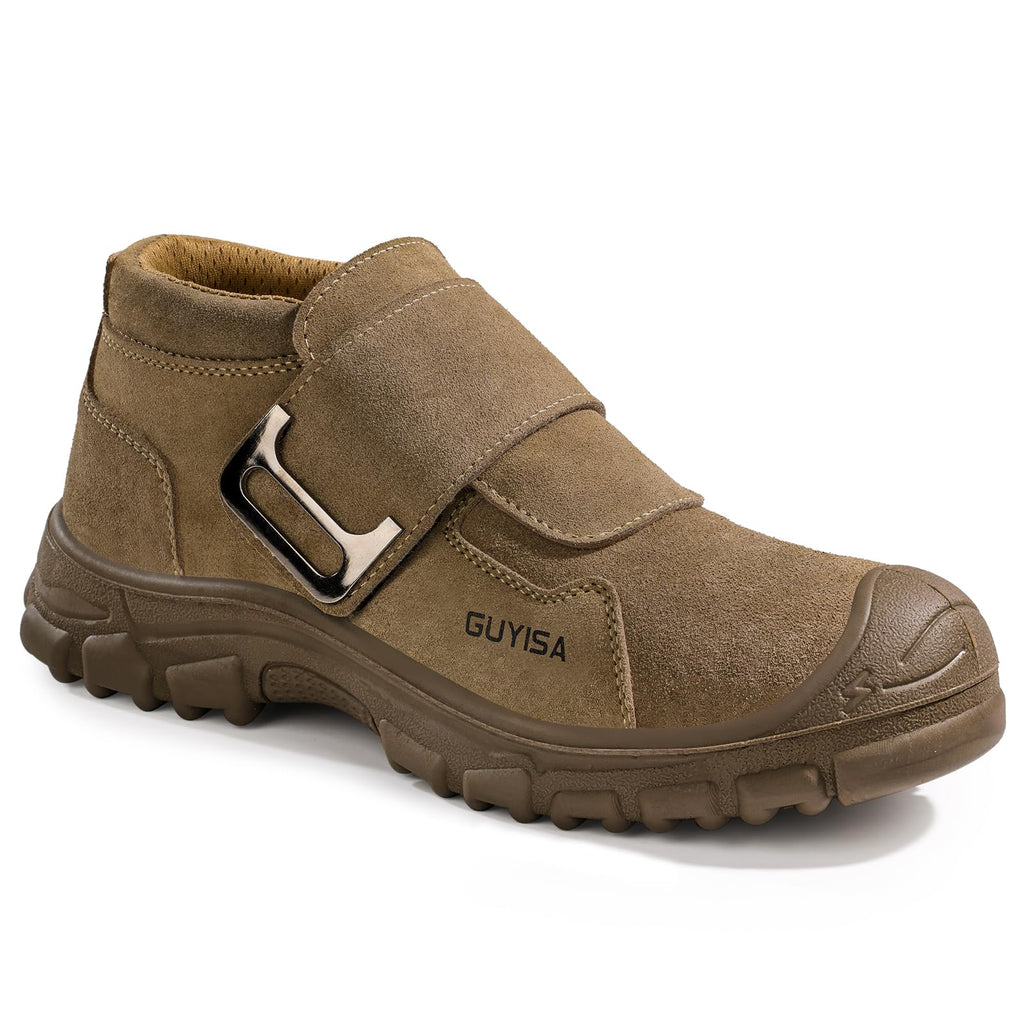GLANOUDUN Welding Work Boots for Men Slip on Steel Toe Shoes for Men Indestructible Steel Toe Boots Welder Men's Working Shoes Fireproof Safety Footwear for Construction Men's Work & Safety Footwear