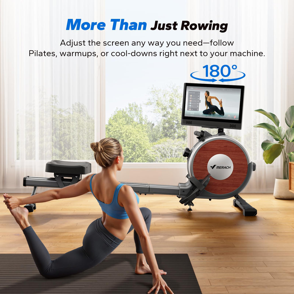 MERACH Rowing Machines for Home, Magnetic Rowing Machine with 16 Levels, Rower Machine of Quiet Resistance, Dual Slide Rail with Max 350lbs Weight Capacity, App Compatible