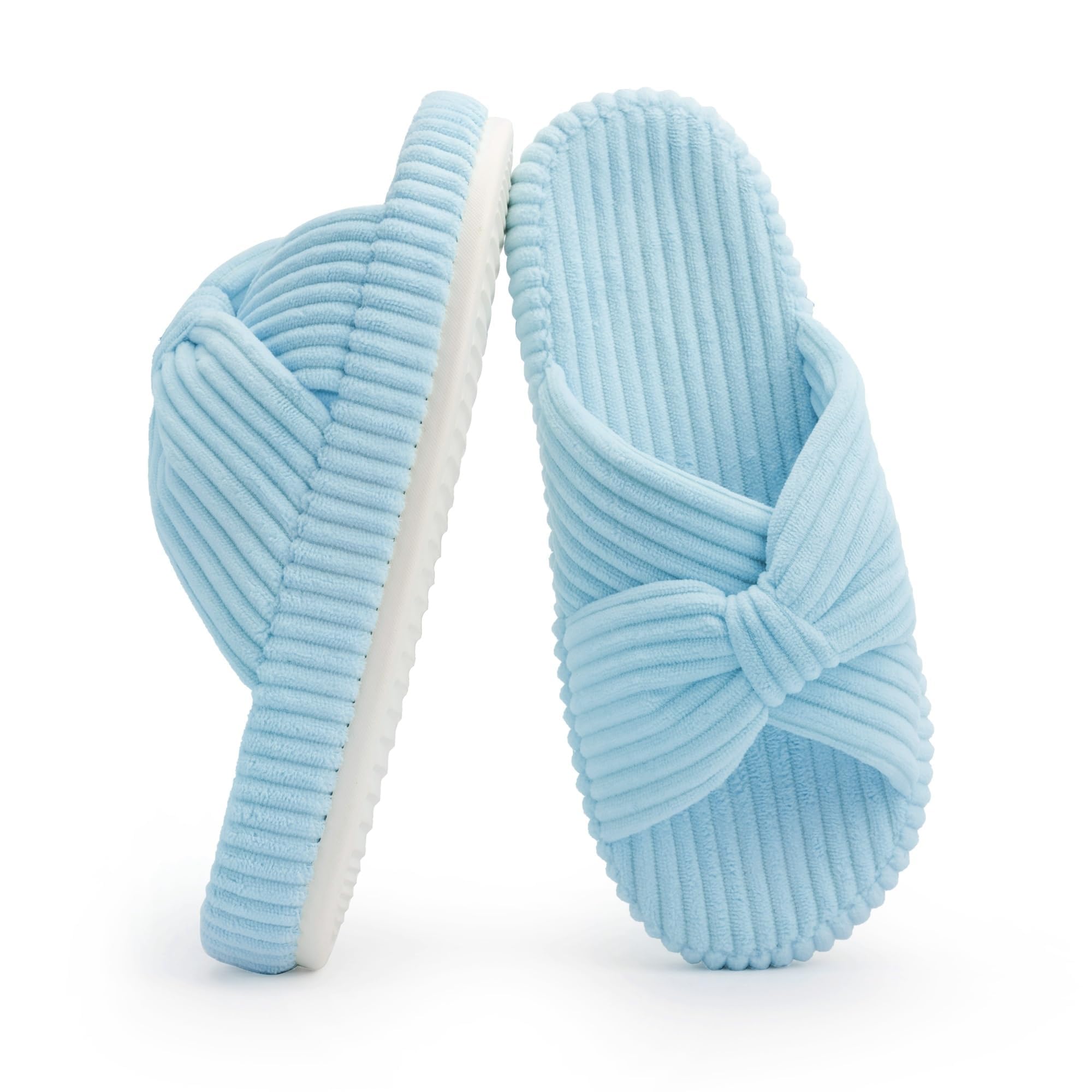 Chantomoo Slippers for Women Memory Foam House Bedroom Corduroy Bow Crossbands Slipper Shoes Comfy Trendy Gift Slippers