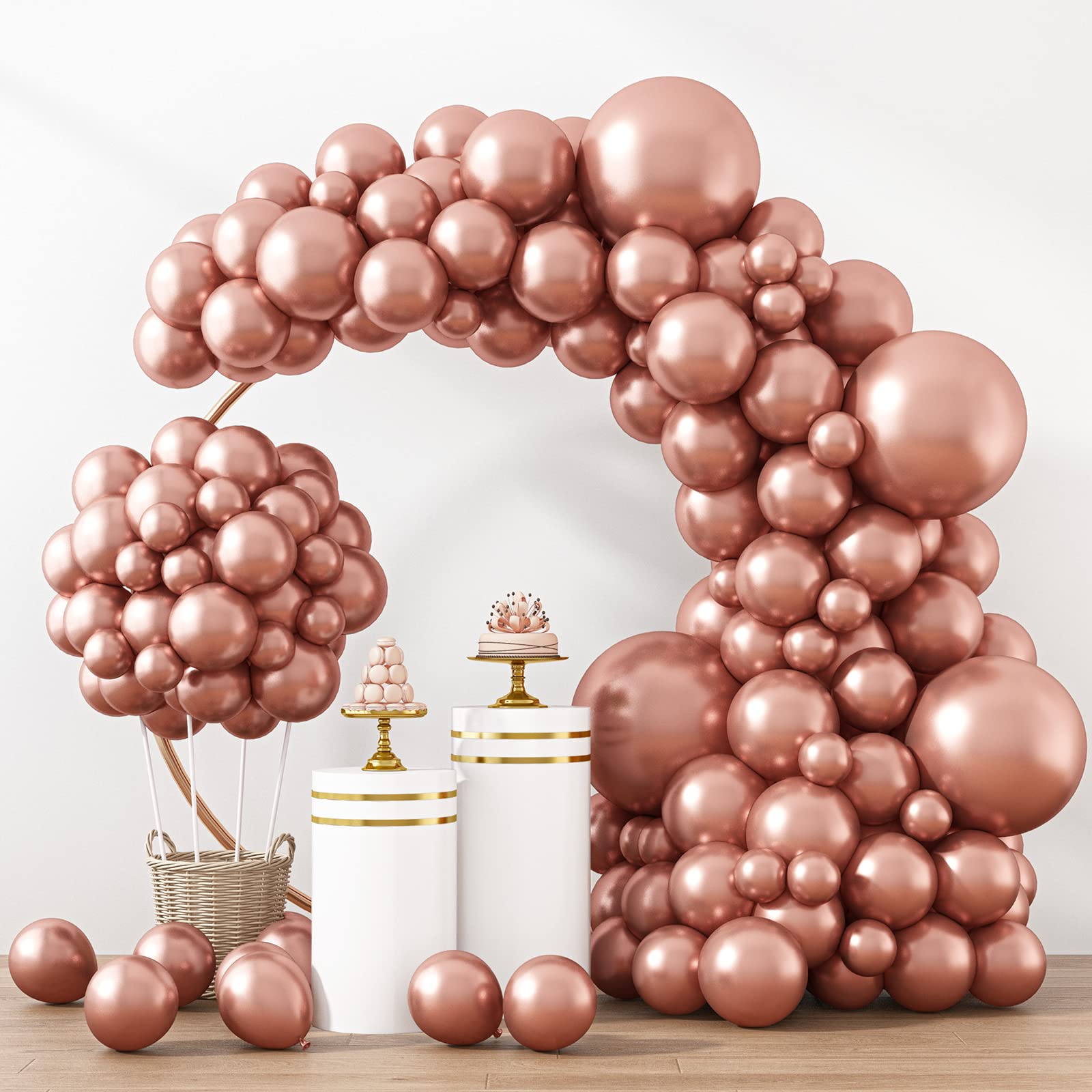 RUBFAC Pink Balloons 129pcs Light Pastel Pink Balloon Different Sizes 18 12 10 5 Inch for Garland Arch Mother's Day Birthday Party Baby Shower Gender Reveal Wedding Anniversary Easter Decoration