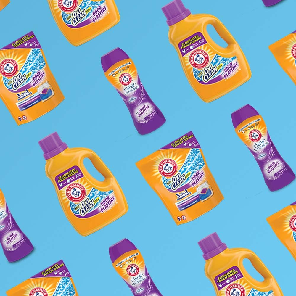 ARM & HAMMER Plus OxiClean with Odor Blasters Liquid Laundry Detergent, Laundry Odor Remover, Attacks Stains, Fresh Botanical Scent, 74 Loads, 96.2 Fl Oz