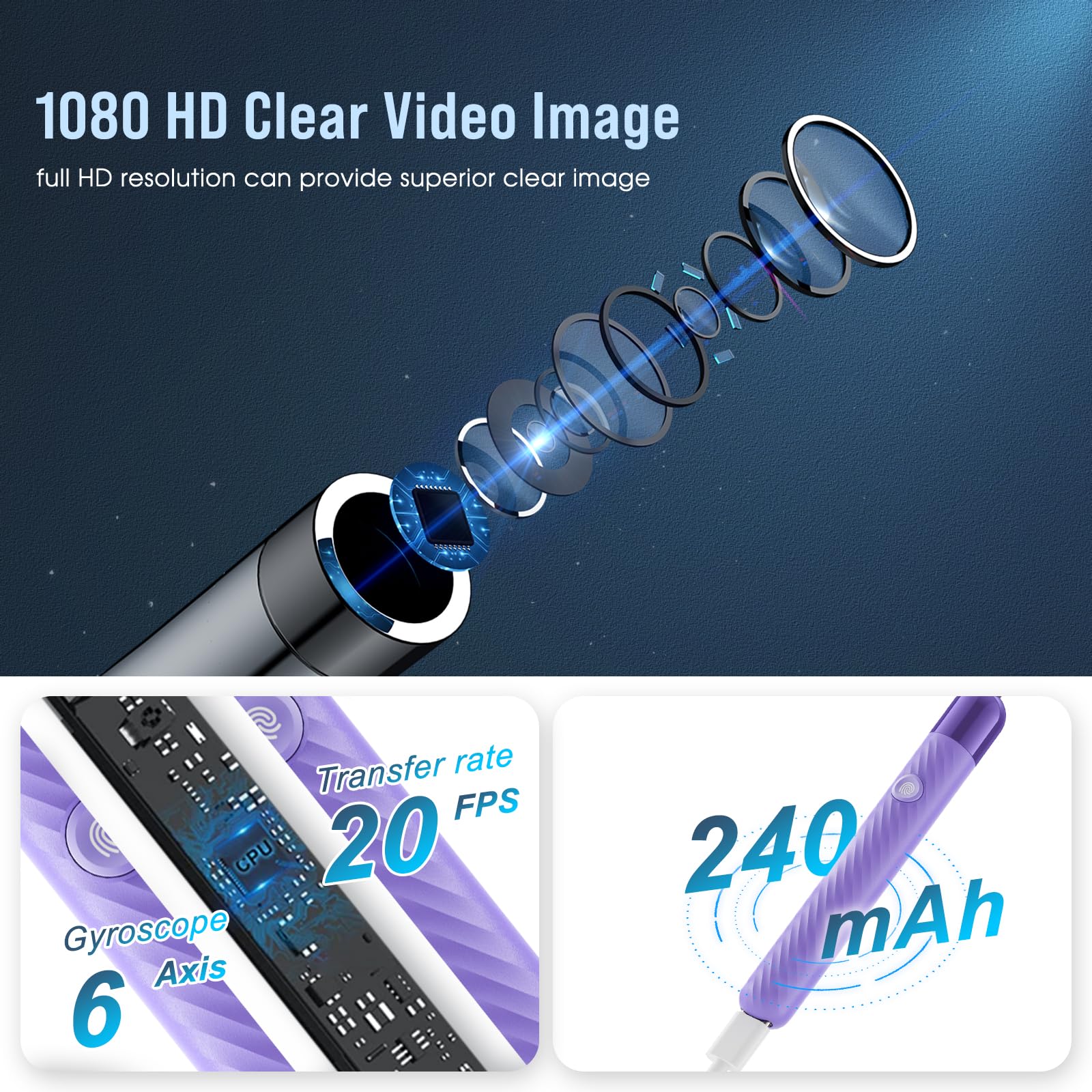 LEIPUT Ear Wax Removal - Earwax Remover Tool with 8 Pcs Ear Set - Ear Canal Cleaner with 1080P Camera - FSA HSA Eligible - Ear Cleaning Kit with 6 Ear Spoon - Ear Camera for iOS & Android (Black)