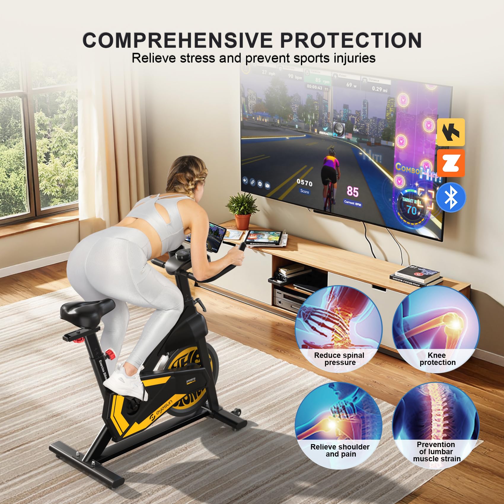Exercise Bikes for Home,Spin Bike with Adjustable Magnetic,Brake Pad Resistance Silent Belt Drive,350lbs/300lbs Weight Capacity &Upgraded Version Seat for Home Cardio&Weight Loss(QM-530W)