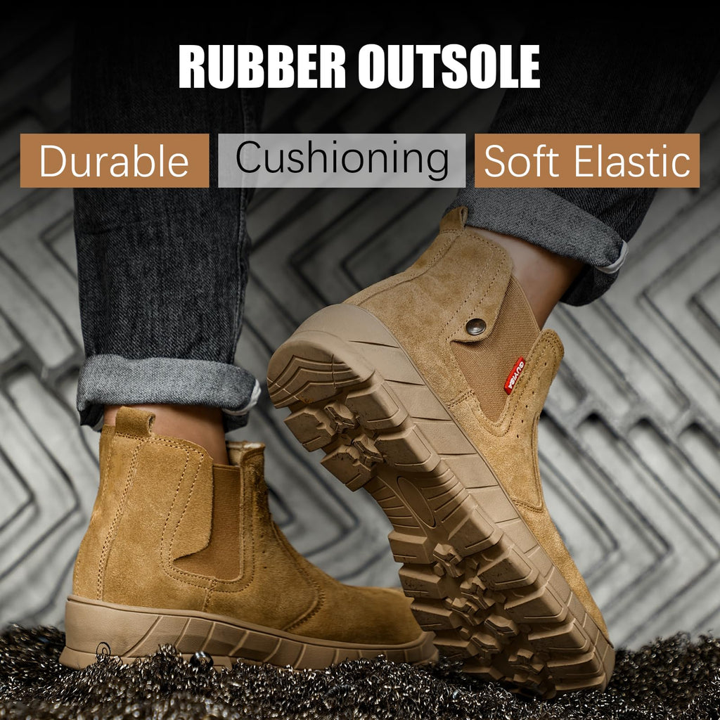 GLANOUDUN Welding Work Boots for Men Slip on Steel Toe Shoes for Men Indestructible Steel Toe Boots Welder Men's Working Shoes Fireproof Safety Footwear for Construction Men's Work & Safety Footwear
