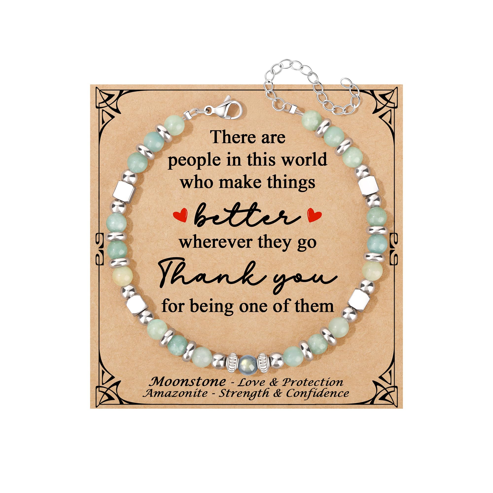 JoycuFF 𝗚𝗶𝗳𝘁𝘀 𝗳𝗼𝗿 𝗪𝗼𝗺𝗲𝗻 𝗠𝗼𝗼𝗻𝘀𝘁𝗼𝗻𝗲 𝗕𝗿𝗮𝗰𝗲𝗹𝗲𝘁 Amazonite Colorful Imperial Jasper Stainless Steel Beads Bracelets, Mothers Day Birthday Christmas Valentines Graduation Gifts
