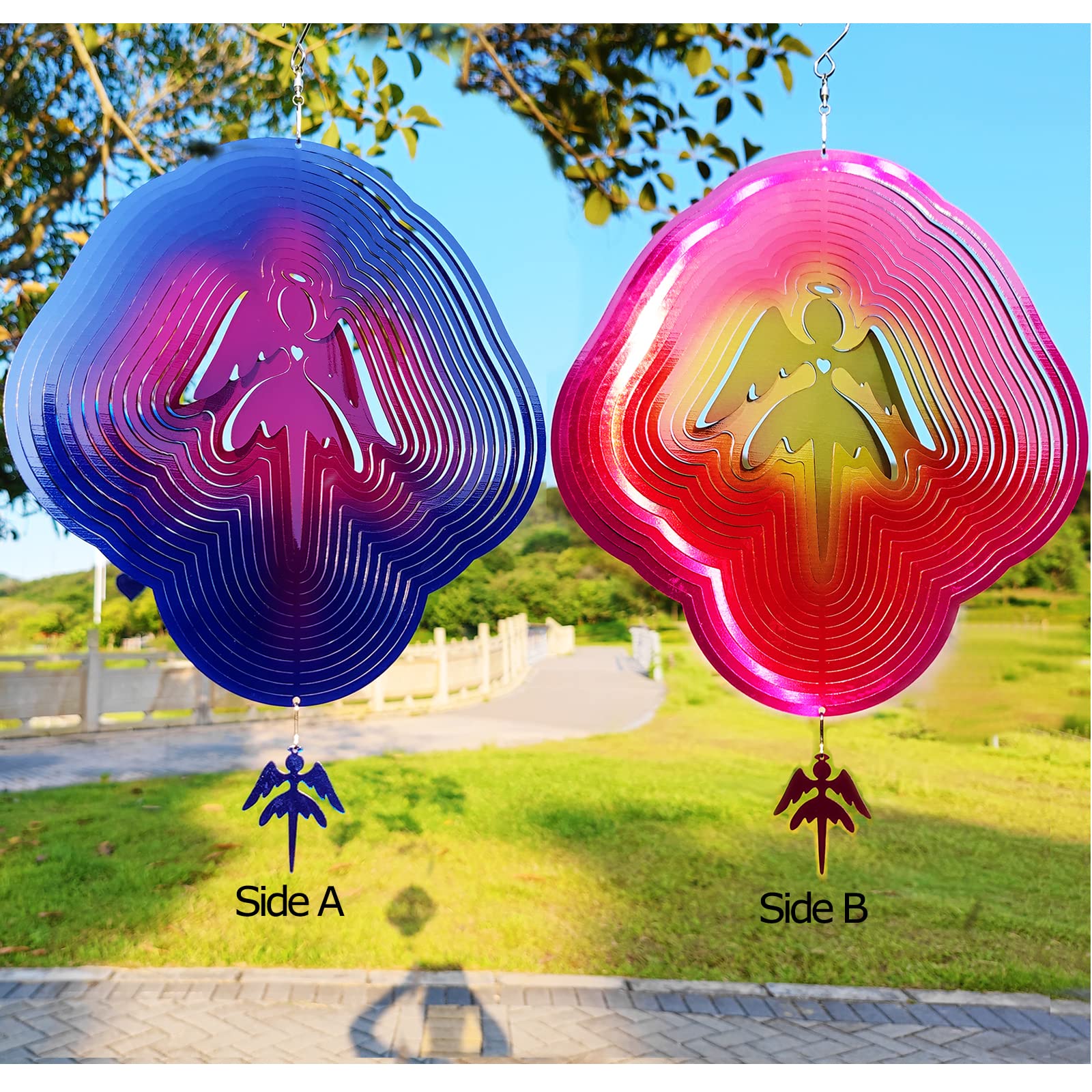 DJUAN 4th of July Decorations,12in American Flag Patriotic Wind Spinner Fourth of July Decor Outdoor,Garden Wind Spinners Patriotic Decor Independence Day Decorations for Yard,Garden,Patio