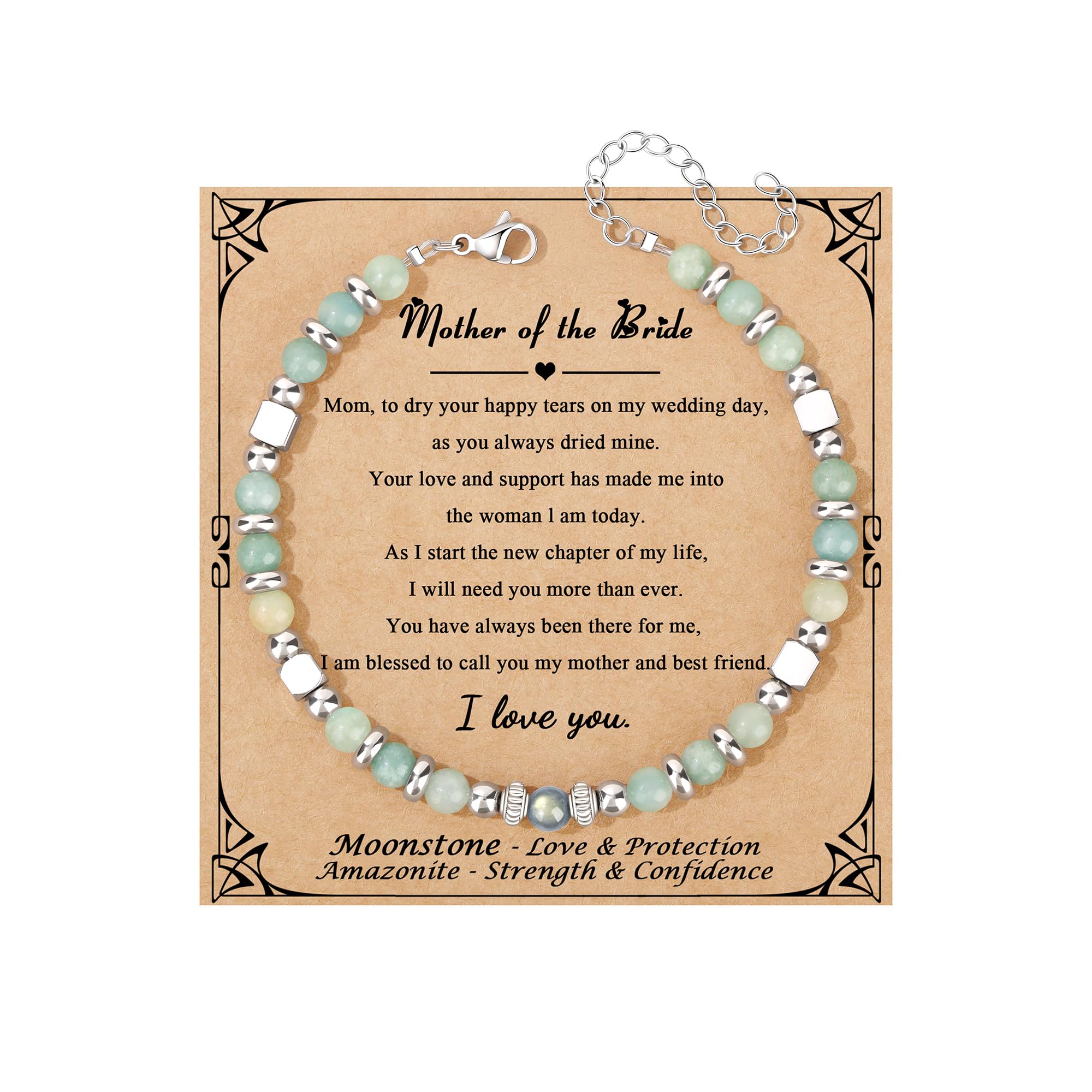 JoycuFF 𝗚𝗶𝗳𝘁𝘀 𝗳𝗼𝗿 𝗪𝗼𝗺𝗲𝗻 𝗠𝗼𝗼𝗻𝘀𝘁𝗼𝗻𝗲 𝗕𝗿𝗮𝗰𝗲𝗹𝗲𝘁 Amazonite Colorful Imperial Jasper Stainless Steel Beads Bracelets, Mothers Day Birthday Christmas Valentines Graduation Gifts