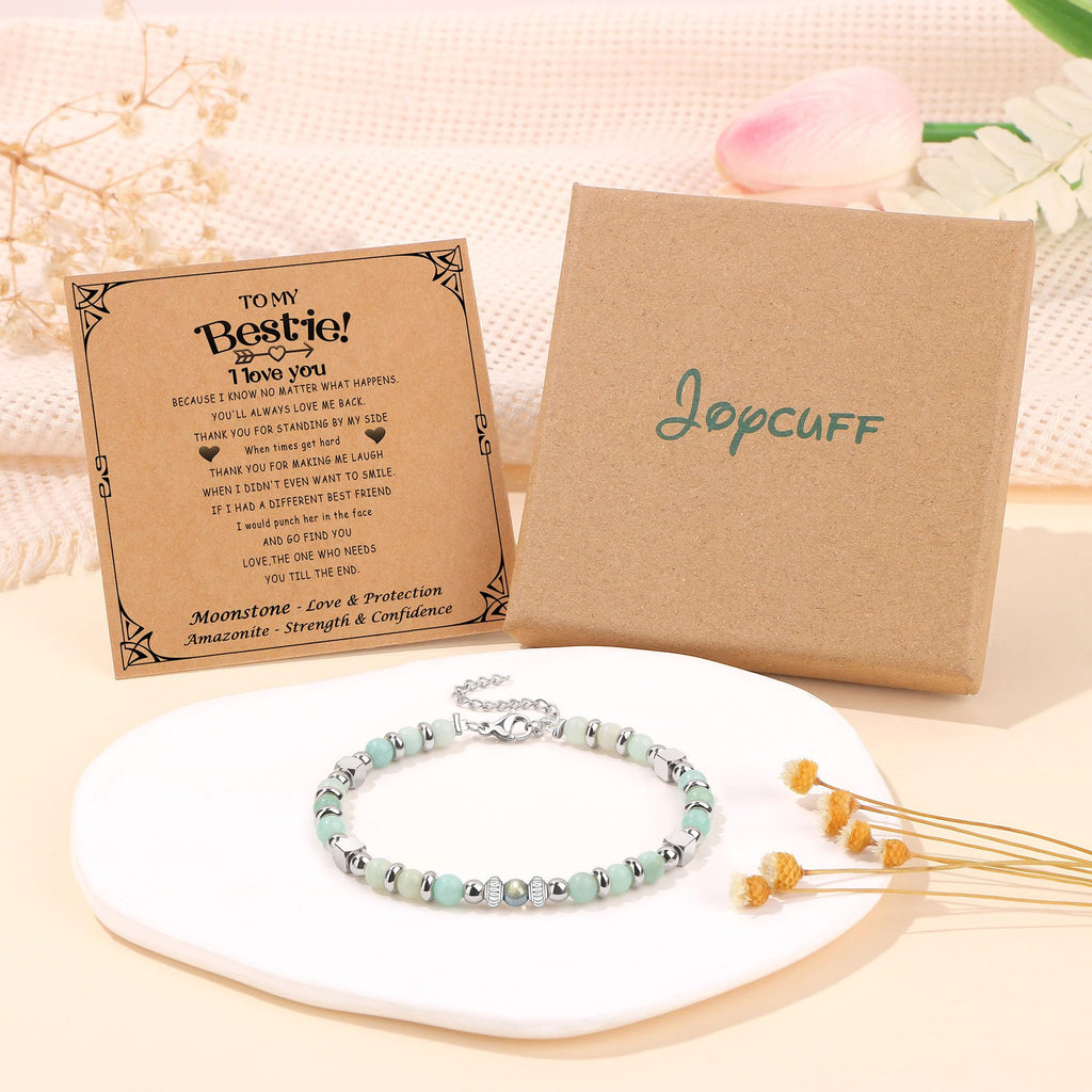 JoycuFF 𝗚𝗶𝗳𝘁𝘀 𝗳𝗼𝗿 𝗪𝗼𝗺𝗲𝗻 𝗠𝗼𝗼𝗻𝘀𝘁𝗼𝗻𝗲 𝗕𝗿𝗮𝗰𝗲𝗹𝗲𝘁 Amazonite Colorful Imperial Jasper Stainless Steel Beads Bracelets, Mothers Day Birthday Christmas Valentines Graduation Gifts