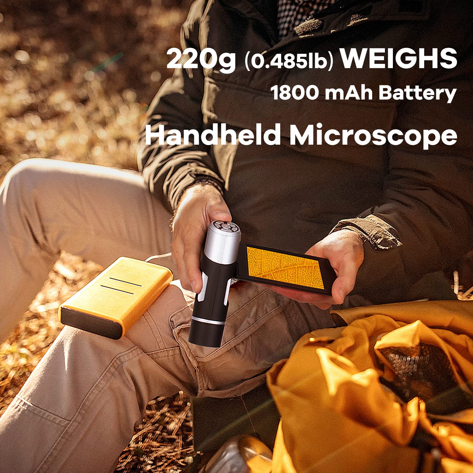 Andonstar AD203 Handheld Digital Microscope, Portable Pocket USB Coin Microscope with 4 inch Screen for Kids and Adults, Black, Electronic FHD Video, Windows Mac PC