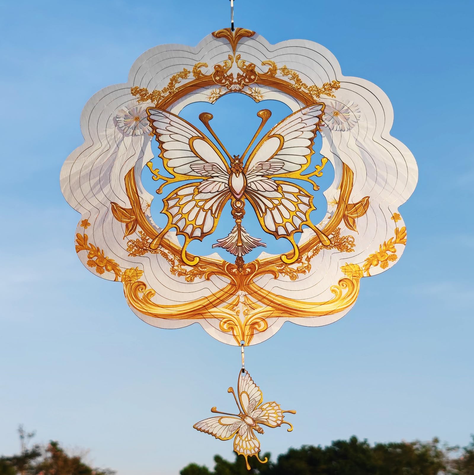 DJUAN 4th of July Decorations,12in American Flag Patriotic Wind Spinner Fourth of July Decor Outdoor,Garden Wind Spinners Patriotic Decor Independence Day Decorations for Yard,Garden,Patio