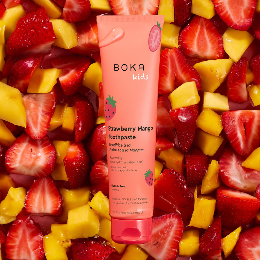 Boka Fluoride Free Toothpaste Nano Hydroxyapatite Toothpaste - Strawberry Mango Flavor, 1.3 oz 2pk US Manufactured
