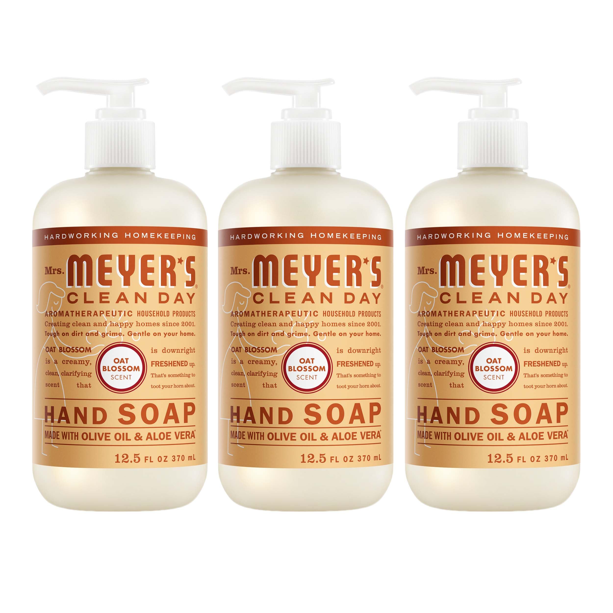 MRS. MEYER'S CLEAN DAY Hand Soap, Made with Essential Oils, Apple, 12.5 fl. oz - Pack of 3