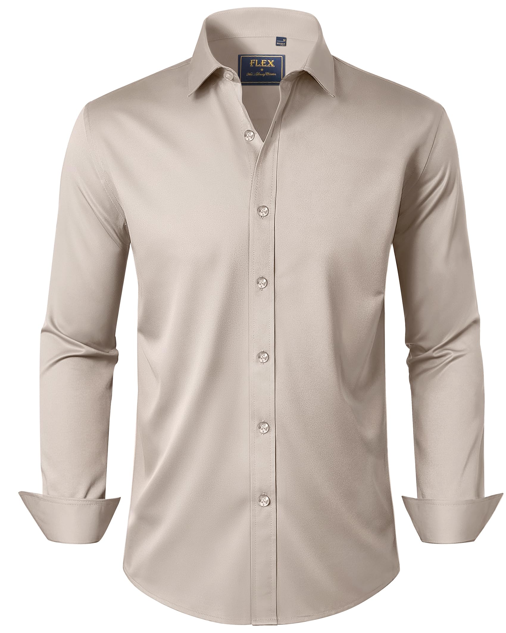 J.VER Men's Dress Shirts Solid Long Sleeve Stretch Wrinkle-Free Formal Shirt Business Casual Button Down Shirts