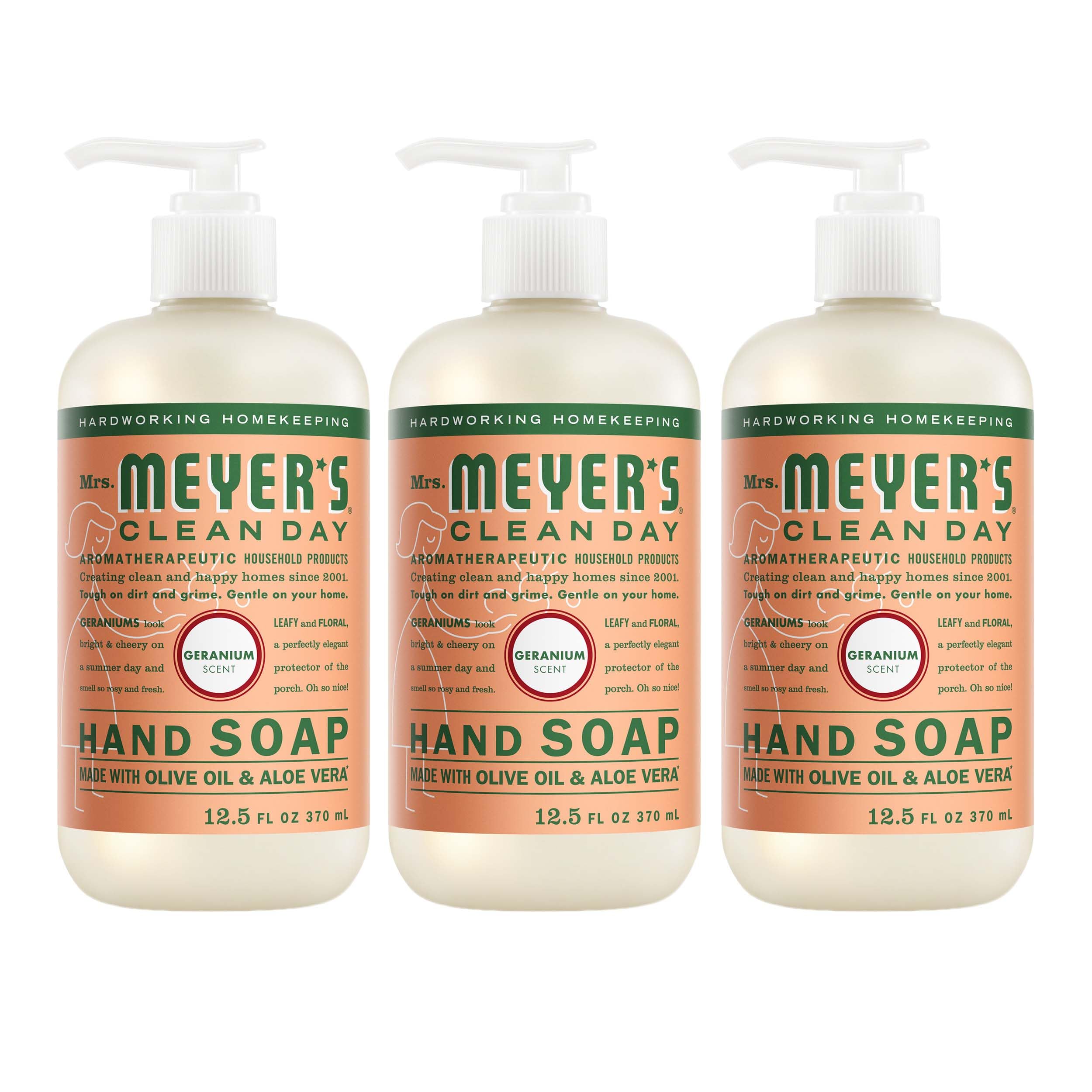 MRS. MEYER'S CLEAN DAY Hand Soap, Made with Essential Oils, Apple, 12.5 fl. oz - Pack of 3