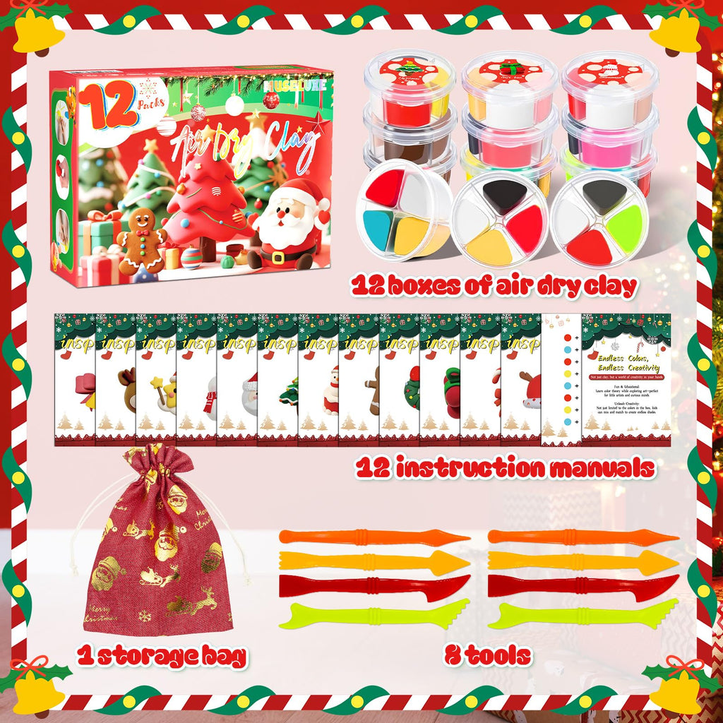 MuseLuxe Air Dry Clay - 32 Colors Modeling Clay Kit with 3 Sculpting Tools,Safe & Non-Toxic,DIY Magic Gifts Toys for Boys,Girls,Kids