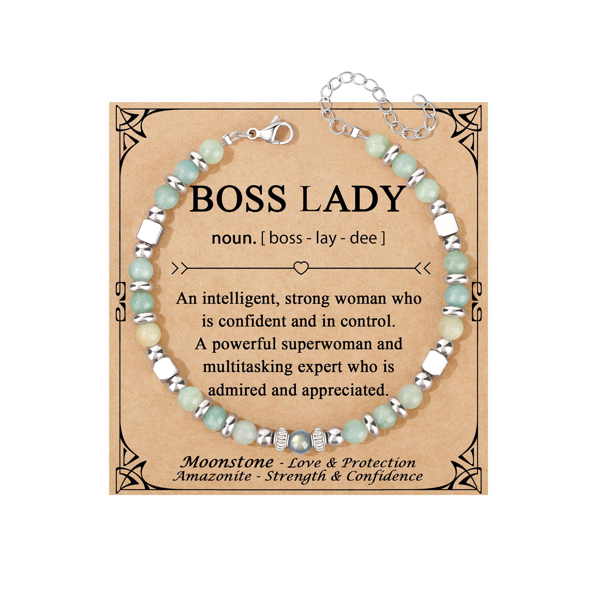JoycuFF 𝗚𝗶𝗳𝘁𝘀 𝗳𝗼𝗿 𝗪𝗼𝗺𝗲𝗻 𝗠𝗼𝗼𝗻𝘀𝘁𝗼𝗻𝗲 𝗕𝗿𝗮𝗰𝗲𝗹𝗲𝘁 Amazonite Colorful Imperial Jasper Stainless Steel Beads Bracelets, Mothers Day Birthday Christmas Valentines Graduation Gifts