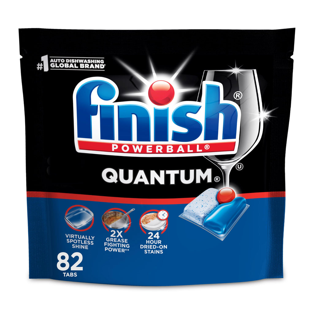 Finish Quantum Dishwasher Pods, No Pre-Rinse Dishwasher Detergent Soap Removes 24HR Dried-On Stain and Grease, Leaving a Virtually Spotless Shine, 57 Count