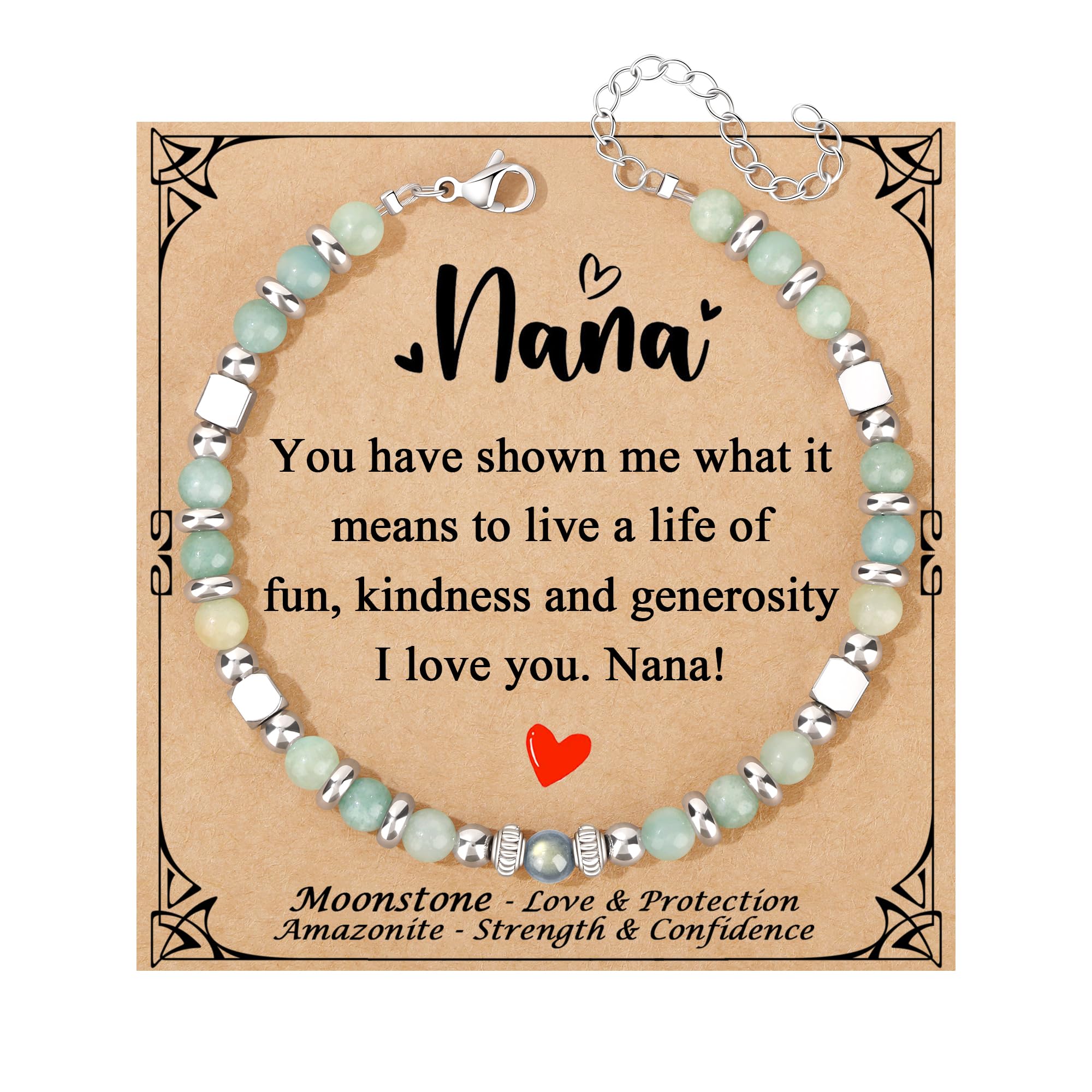 JoycuFF 𝗚𝗶𝗳𝘁𝘀 𝗳𝗼𝗿 𝗪𝗼𝗺𝗲𝗻 𝗠𝗼𝗼𝗻𝘀𝘁𝗼𝗻𝗲 𝗕𝗿𝗮𝗰𝗲𝗹𝗲𝘁 Amazonite Colorful Imperial Jasper Stainless Steel Beads Bracelets, Mothers Day Birthday Christmas Valentines Graduation Gifts