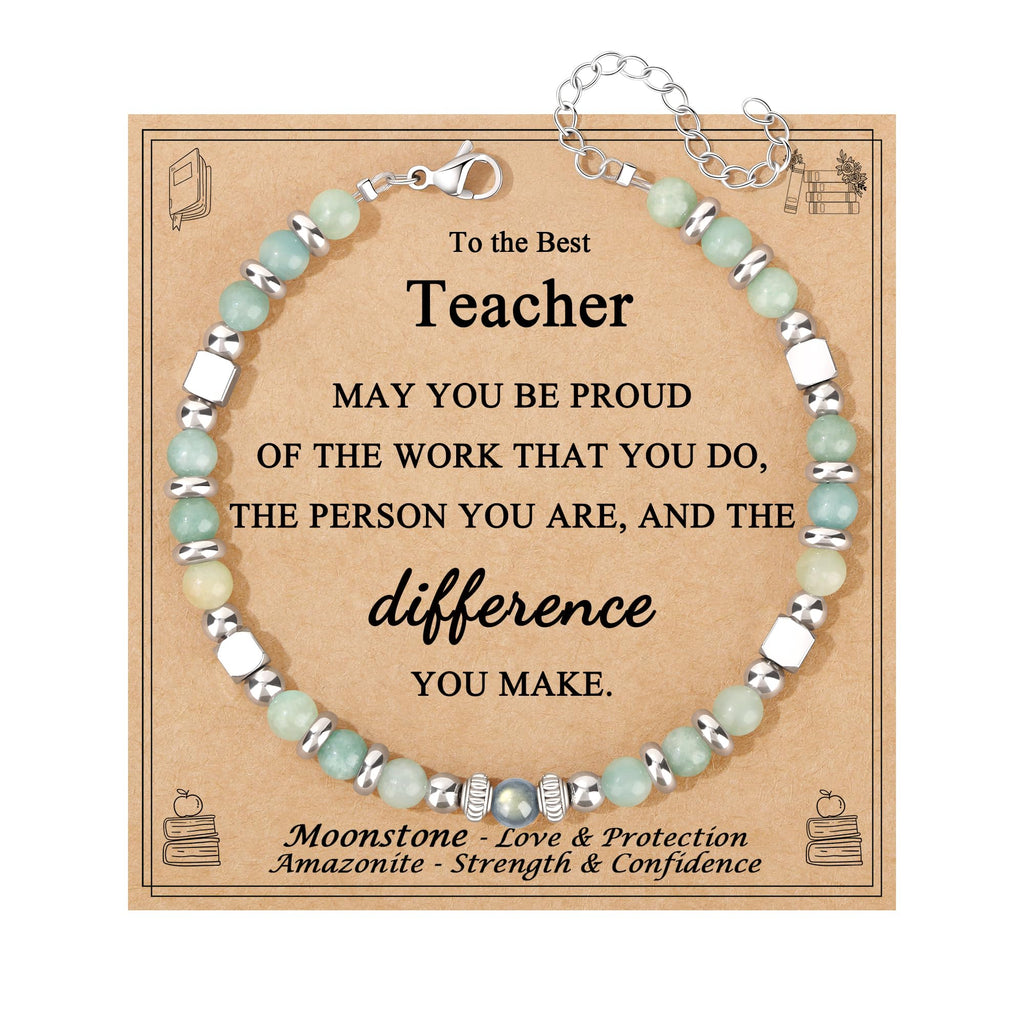 JoycuFF 𝗚𝗶𝗳𝘁𝘀 𝗳𝗼𝗿 𝗪𝗼𝗺𝗲𝗻 𝗠𝗼𝗼𝗻𝘀𝘁𝗼𝗻𝗲 𝗕𝗿𝗮𝗰𝗲𝗹𝗲𝘁 Amazonite Colorful Imperial Jasper Stainless Steel Beads Bracelets, Mothers Day Birthday Christmas Valentines Graduation Gifts