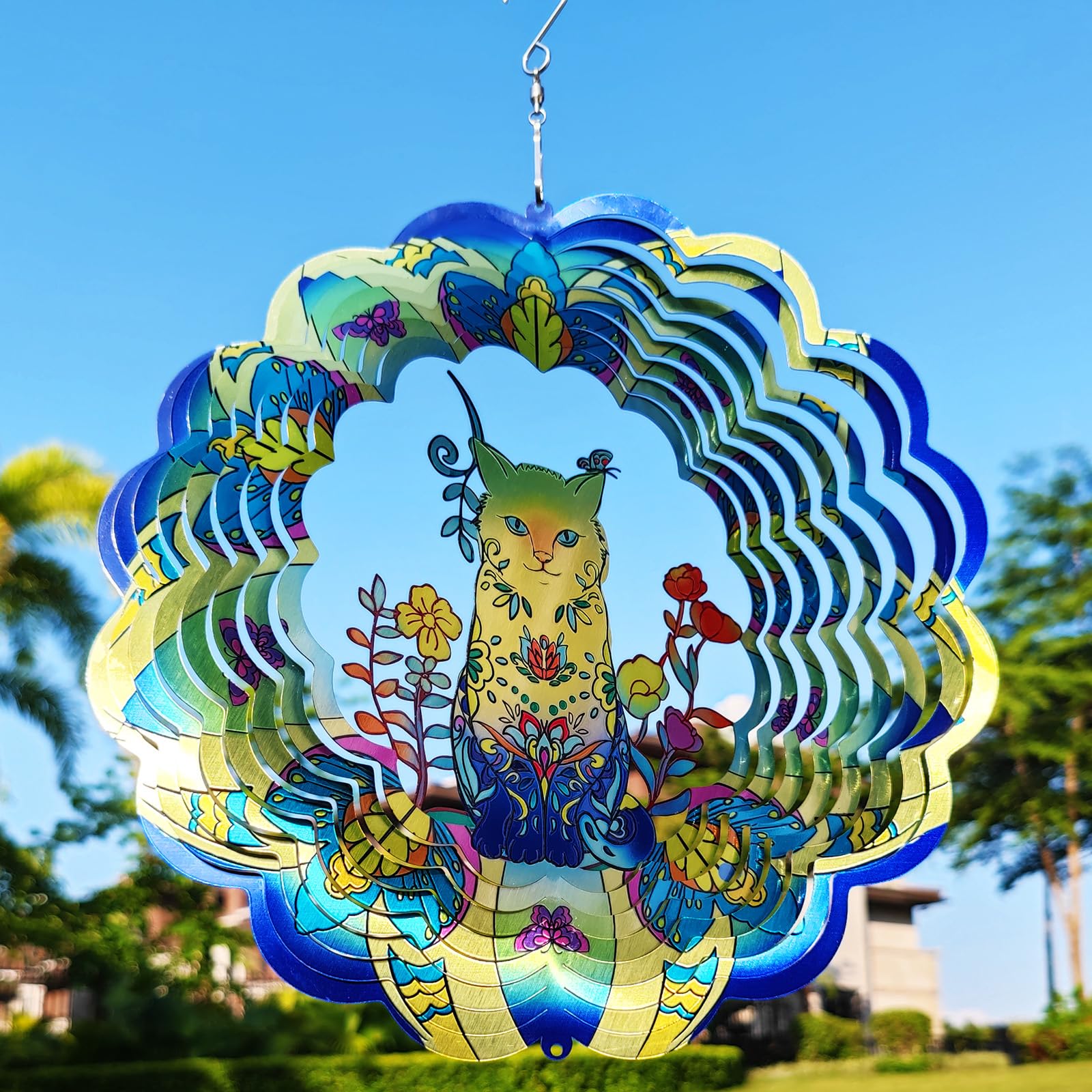 DJUAN 4th of July Decorations,12in American Flag Patriotic Wind Spinner Fourth of July Decor Outdoor,Garden Wind Spinners Patriotic Decor Independence Day Decorations for Yard,Garden,Patio