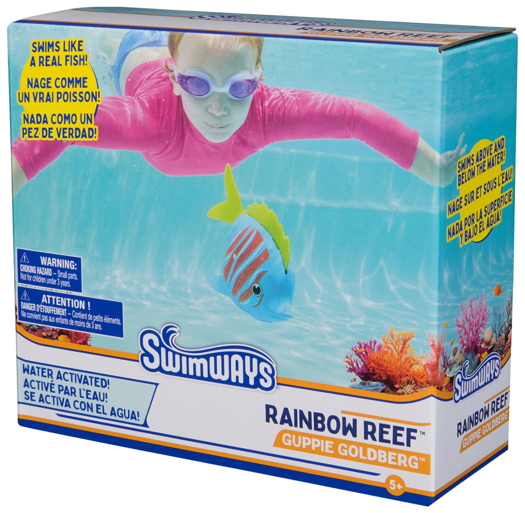 SwimWays Rainbow Reef Shark Toy, Finn Diesel Kids Shark Pool Toy and Swimming Accessory, Self-Activated Water Toys, Learn to Swim Pool Toys for Kids Ages 5 & Up (Batteries Included)