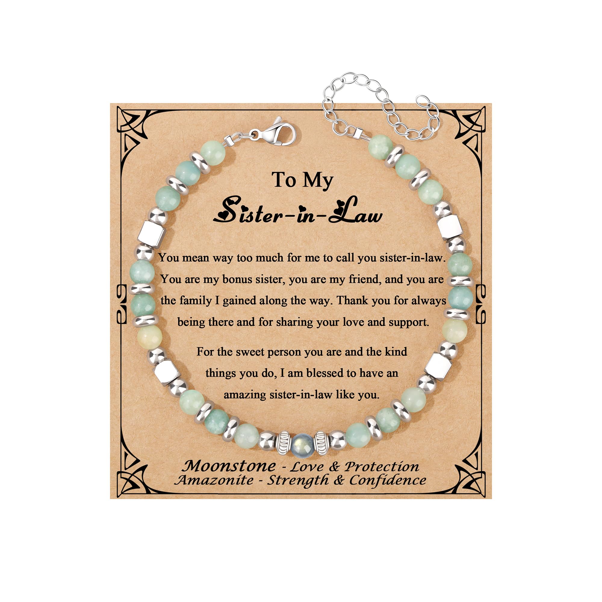 JoycuFF 𝗚𝗶𝗳𝘁𝘀 𝗳𝗼𝗿 𝗪𝗼𝗺𝗲𝗻 𝗠𝗼𝗼𝗻𝘀𝘁𝗼𝗻𝗲 𝗕𝗿𝗮𝗰𝗲𝗹𝗲𝘁 Amazonite Colorful Imperial Jasper Stainless Steel Beads Bracelets, Mothers Day Birthday Christmas Valentines Graduation Gifts