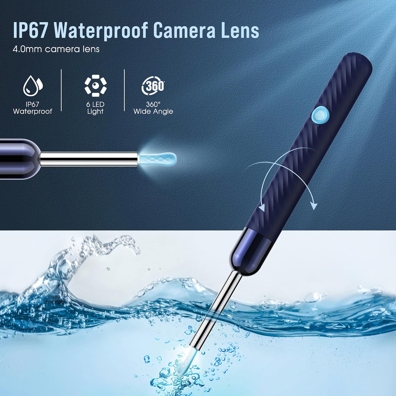 LEIPUT Ear Wax Removal - Earwax Remover Tool with 8 Pcs Ear Set - Ear Canal Cleaner with 1080P Camera - FSA HSA Eligible - Ear Cleaning Kit with 6 Ear Spoon - Ear Camera for iOS & Android (Black)
