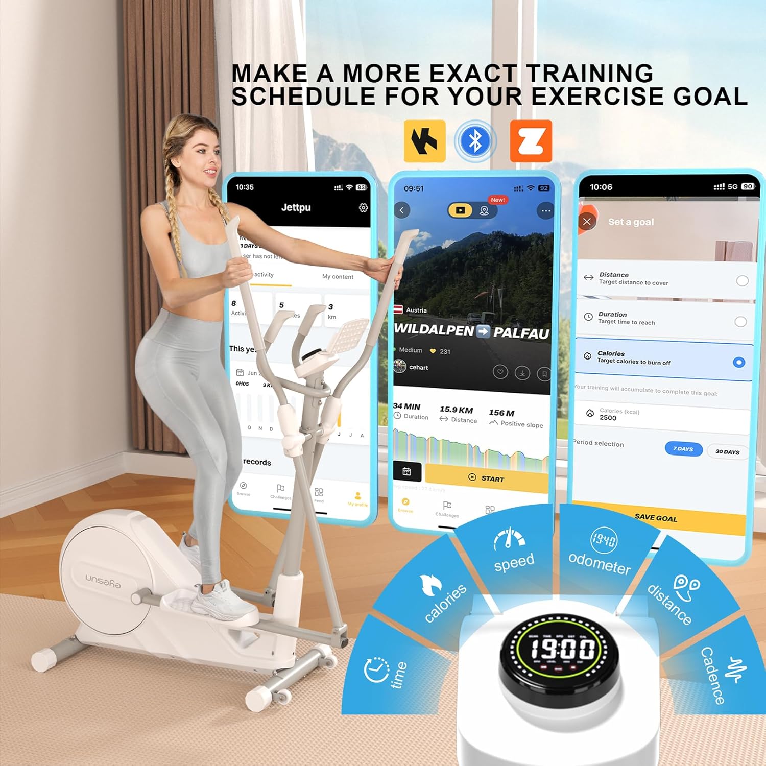 Elliptical Training Machine, Elliptical Machine for Home with Hyper-Quiet Magnetic Driving System,16-Level Resistance & Easy to Store, Portable Home Exercise Equipment with 300LBS Weight Capacity