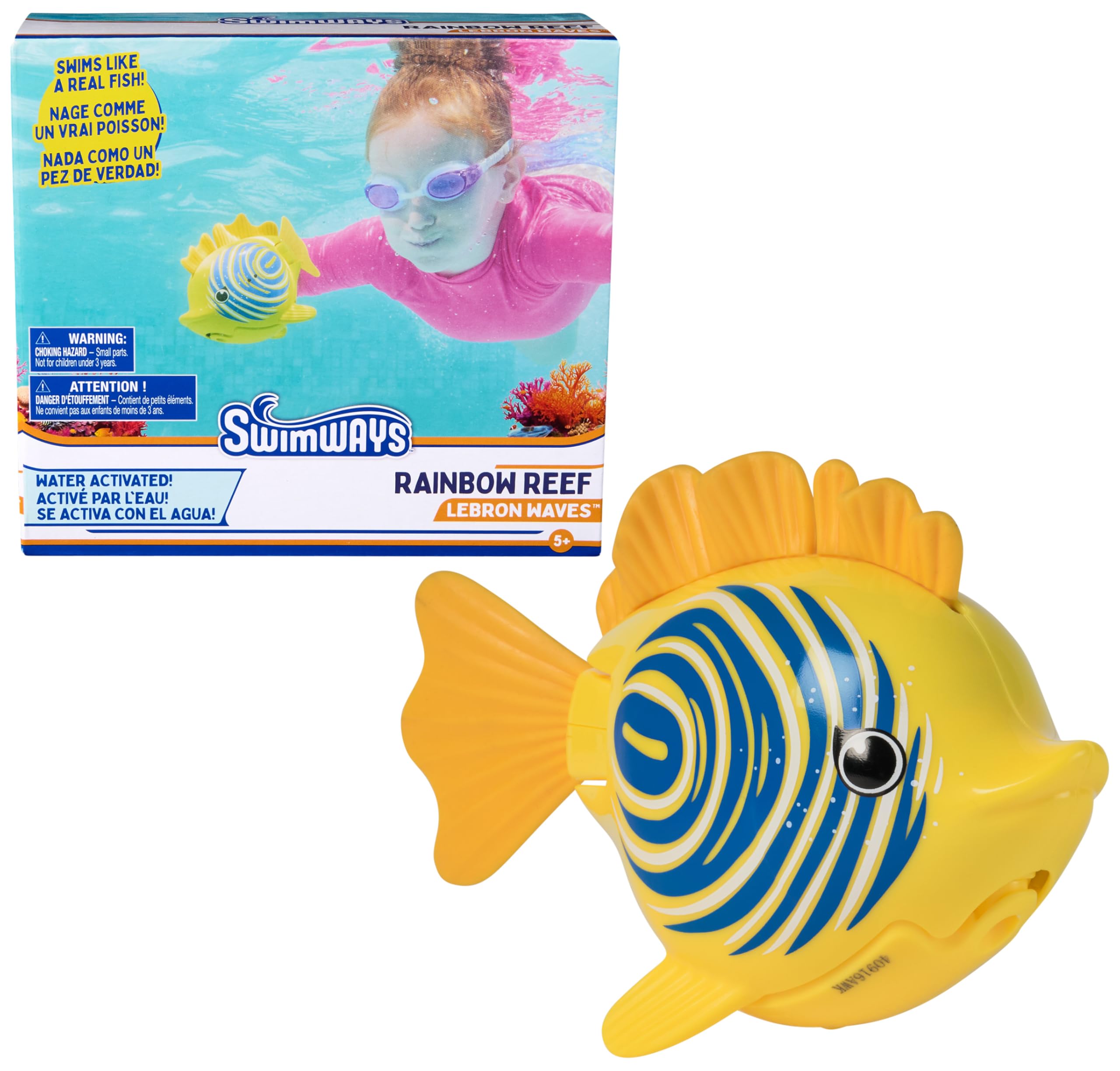 SwimWays Rainbow Reef Shark Toy, Finn Diesel Kids Shark Pool Toy and Swimming Accessory, Self-Activated Water Toys, Learn to Swim Pool Toys for Kids Ages 5 & Up (Batteries Included)