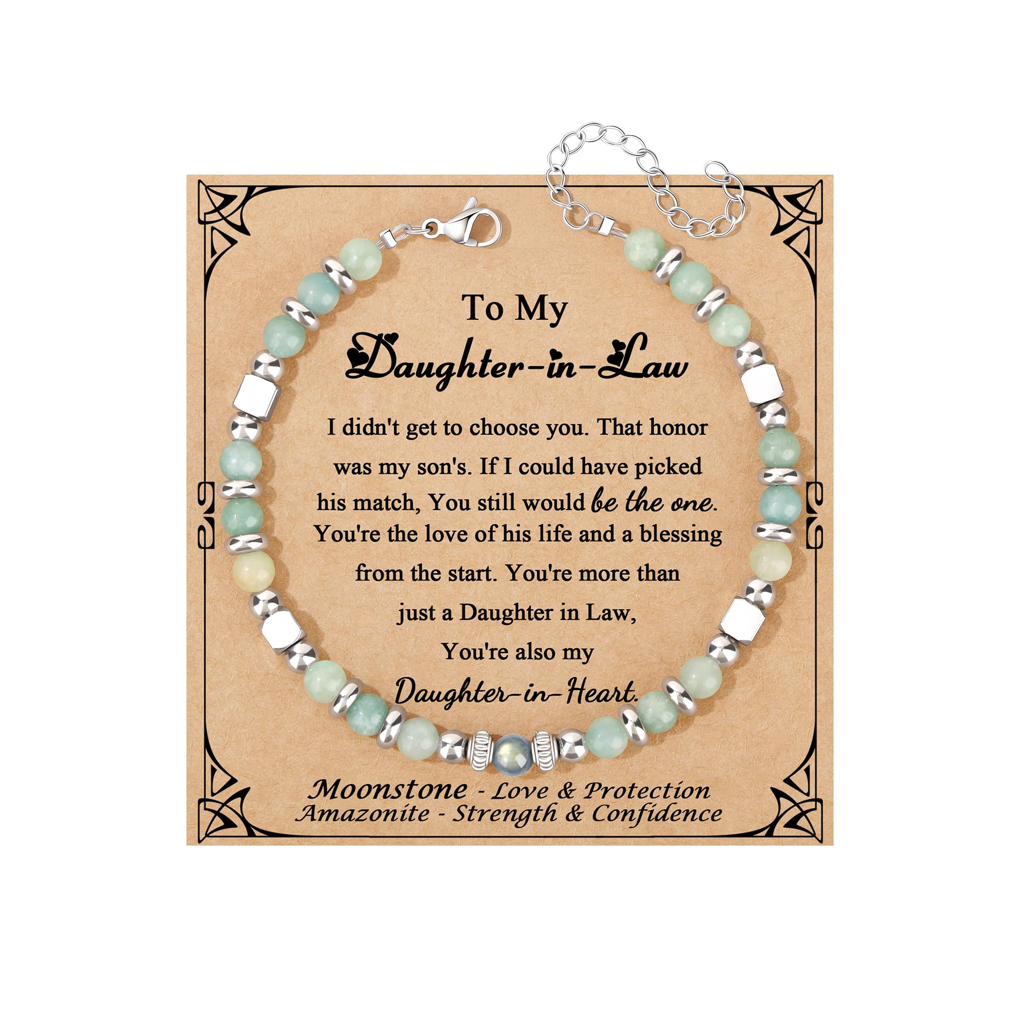 JoycuFF 𝗚𝗶𝗳𝘁𝘀 𝗳𝗼𝗿 𝗪𝗼𝗺𝗲𝗻 𝗠𝗼𝗼𝗻𝘀𝘁𝗼𝗻𝗲 𝗕𝗿𝗮𝗰𝗲𝗹𝗲𝘁 Amazonite Colorful Imperial Jasper Stainless Steel Beads Bracelets, Mothers Day Birthday Christmas Valentines Graduation Gifts