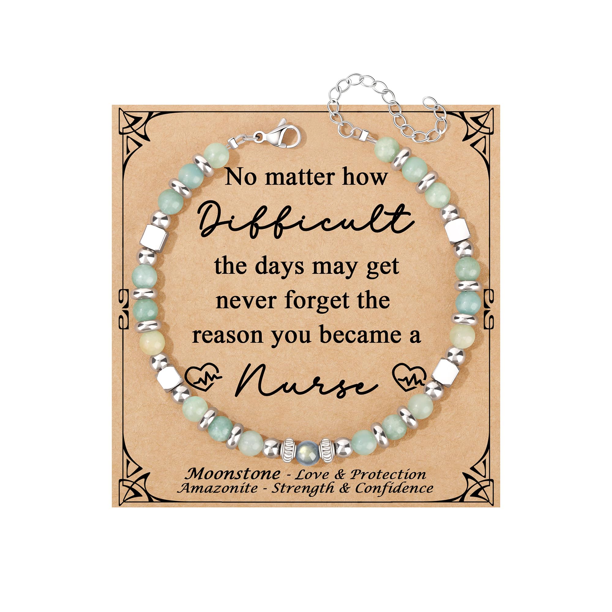 JoycuFF 𝗚𝗶𝗳𝘁𝘀 𝗳𝗼𝗿 𝗪𝗼𝗺𝗲𝗻 𝗠𝗼𝗼𝗻𝘀𝘁𝗼𝗻𝗲 𝗕𝗿𝗮𝗰𝗲𝗹𝗲𝘁 Amazonite Colorful Imperial Jasper Stainless Steel Beads Bracelets, Mothers Day Birthday Christmas Valentines Graduation Gifts