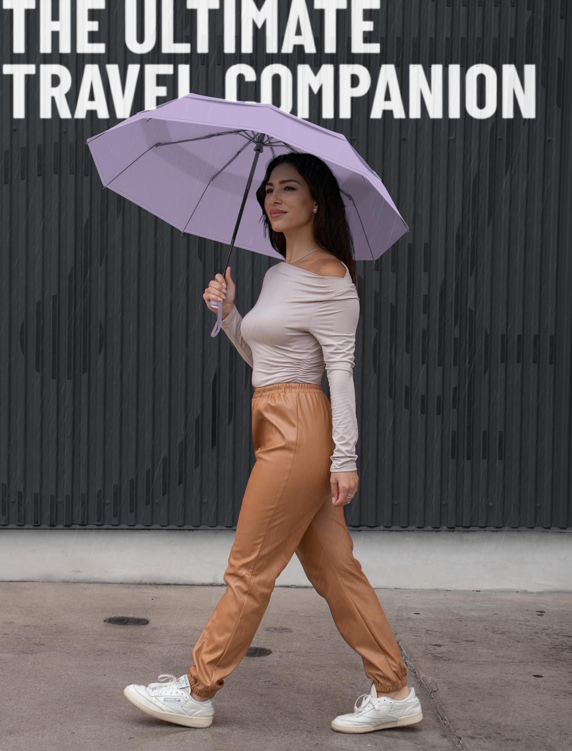 REPEL Windproof Travel Umbrella - Compact & Withstands Winds up to 85MPH , Strongest Premium Auto Folding Umbrella for Rain and Sun - Durable, Light & Portable for Women & Men , Fits Backpack & Cars
