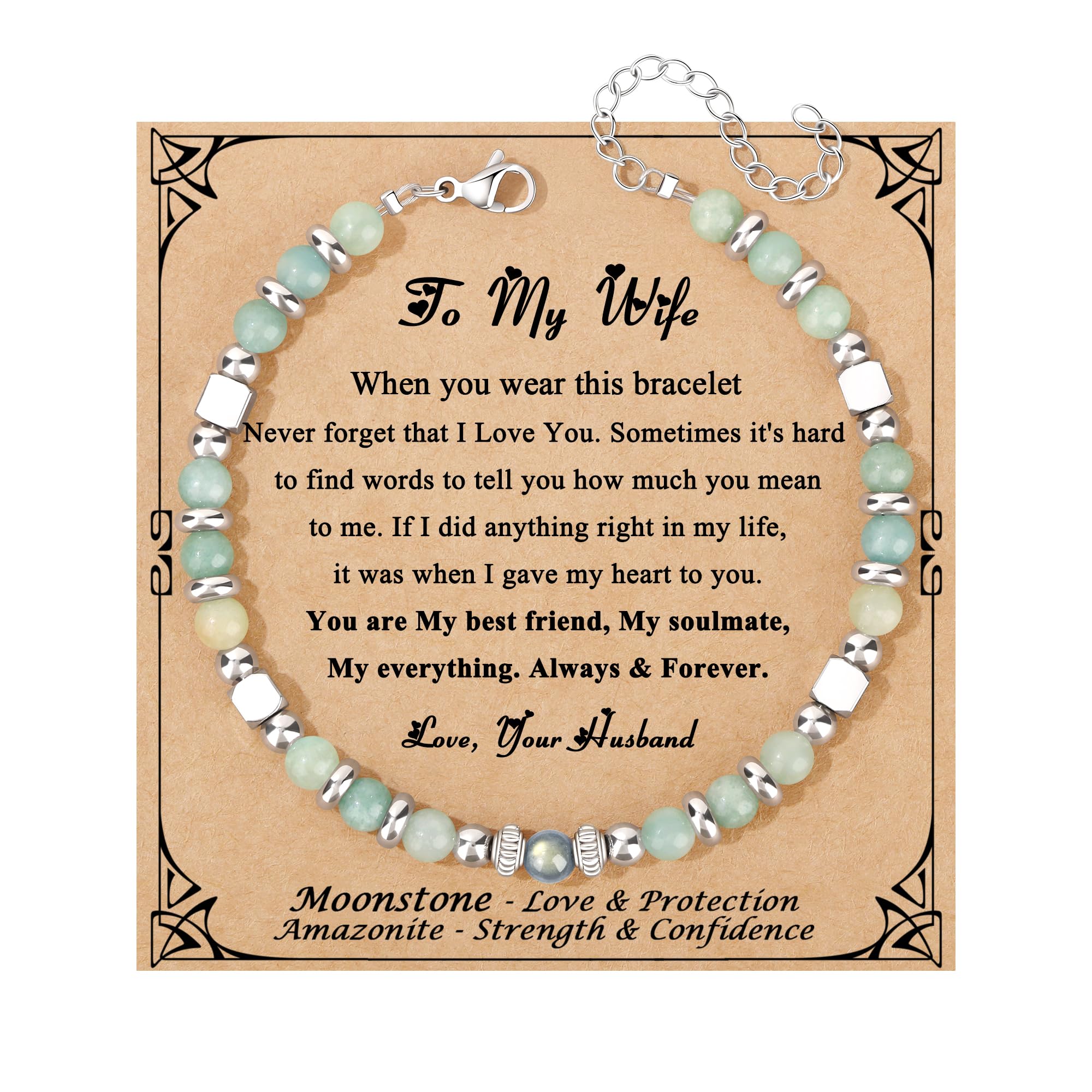 JoycuFF 𝗚𝗶𝗳𝘁𝘀 𝗳𝗼𝗿 𝗪𝗼𝗺𝗲𝗻 𝗠𝗼𝗼𝗻𝘀𝘁𝗼𝗻𝗲 𝗕𝗿𝗮𝗰𝗲𝗹𝗲𝘁 Amazonite Colorful Imperial Jasper Stainless Steel Beads Bracelets, Mothers Day Birthday Christmas Valentines Graduation Gifts