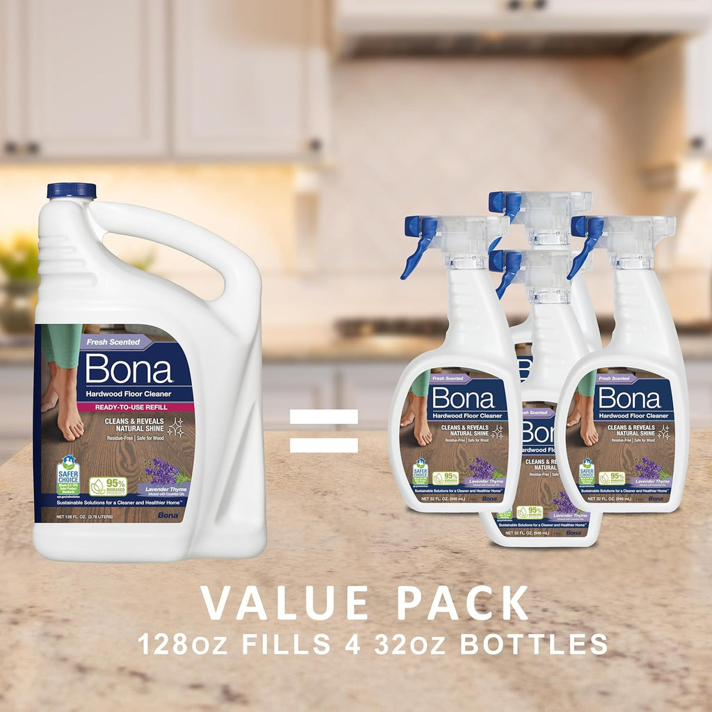 Bona® Hardwood Floor Cleaner Spray - 32 fl oz - Cedar Wood - Includes Filled Bottle + Concentrate Refill for Hardwood Floor Cleaning