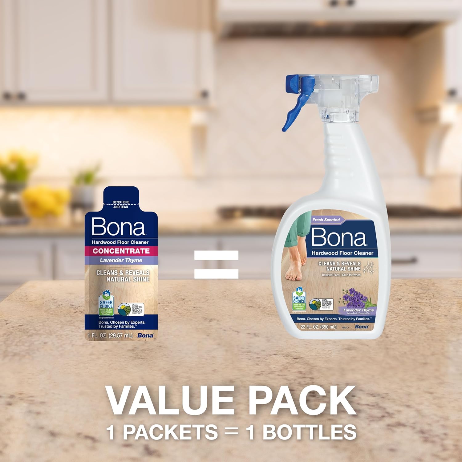 Bona® Hardwood Floor Cleaner Spray - 32 fl oz - Cedar Wood - Includes Filled Bottle + Concentrate Refill for Hardwood Floor Cleaning