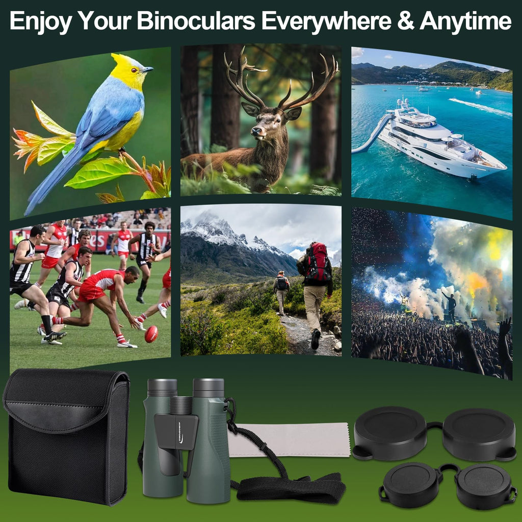 Aurosports 15x56 Binoculars for Adults High Powered - HD Large View Binoculars with Clear Low Light Vision - Lightweight Balance of Features Value Bird Watching Hunting Cruise Travel Gifts for Men