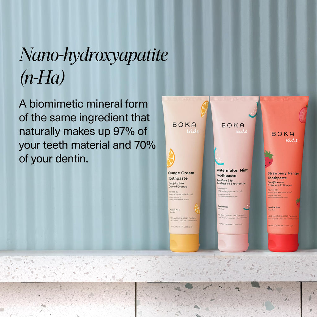 Boka Fluoride Free Toothpaste Nano Hydroxyapatite Toothpaste - Strawberry Mango Flavor, 1.3 oz 2pk US Manufactured