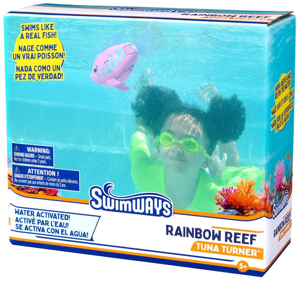 SwimWays Rainbow Reef Shark Toy, Finn Diesel Kids Shark Pool Toy and Swimming Accessory, Self-Activated Water Toys, Learn to Swim Pool Toys for Kids Ages 5 & Up (Batteries Included)