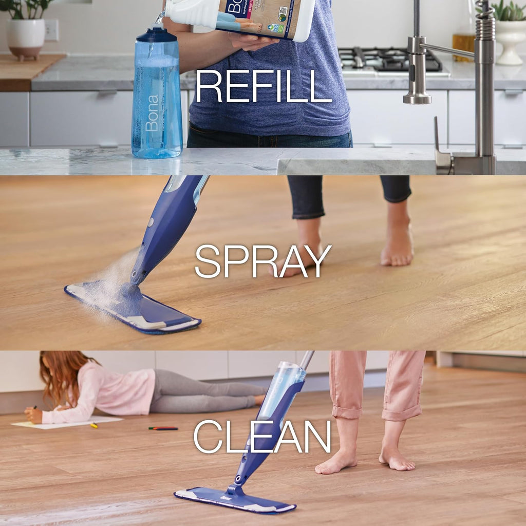 Bona® Hardwood Floor Cleaner Spray - 32 fl oz - Cedar Wood - Includes Filled Bottle + Concentrate Refill for Hardwood Floor Cleaning