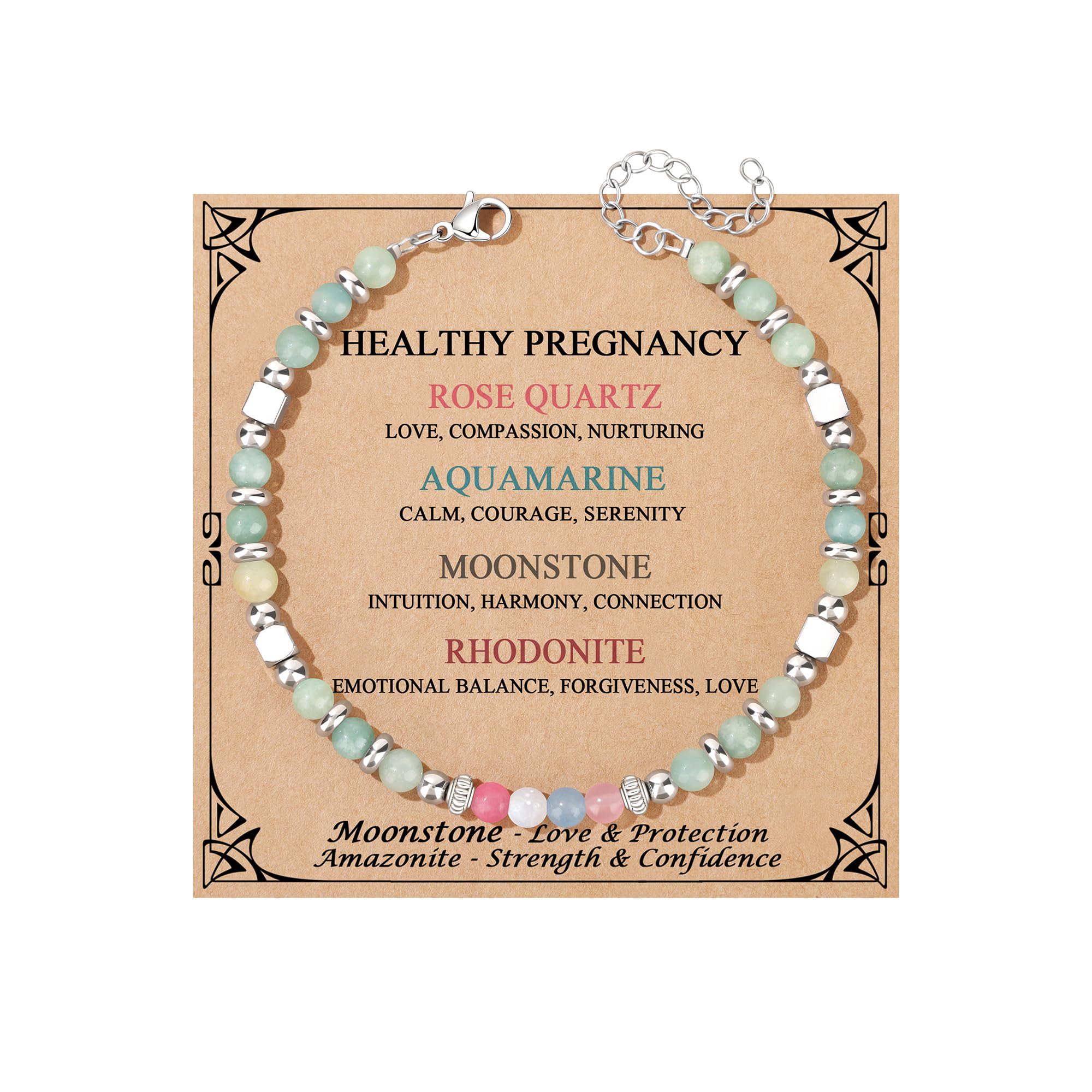 JoycuFF 𝗚𝗶𝗳𝘁𝘀 𝗳𝗼𝗿 𝗪𝗼𝗺𝗲𝗻 𝗠𝗼𝗼𝗻𝘀𝘁𝗼𝗻𝗲 𝗕𝗿𝗮𝗰𝗲𝗹𝗲𝘁 Amazonite Colorful Imperial Jasper Stainless Steel Beads Bracelets, Mothers Day Birthday Christmas Valentines Graduation Gifts